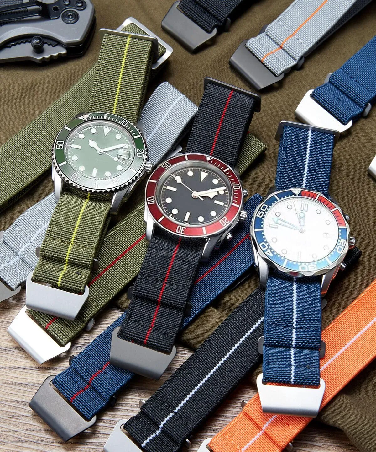 BINLUN Cinturino per Orologio in Nylon Elastico di Ricambio Militare Cinturino a Strappo Paracadute Marina Nazionale per Uomo Donna Fibbia Nero/Argento 18/20/22mm - immagine 4