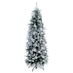 Albero Natale DRESDA SLIM Verde innevato (PVC e PE - H210 D76 cm) 0933560 - immagine 1