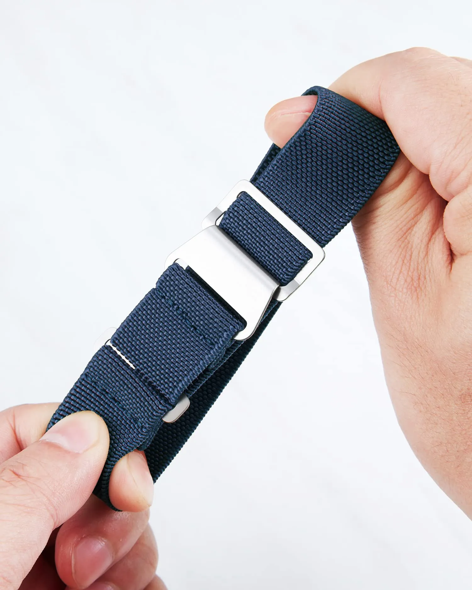 BINLUN Cinturino per Orologio in Nylon Elastico di Ricambio Militare Cinturino a Strappo Paracadute Marina Nazionale per Uomo Donna Fibbia Nero/Argento 18/20/22mm - immagine 2