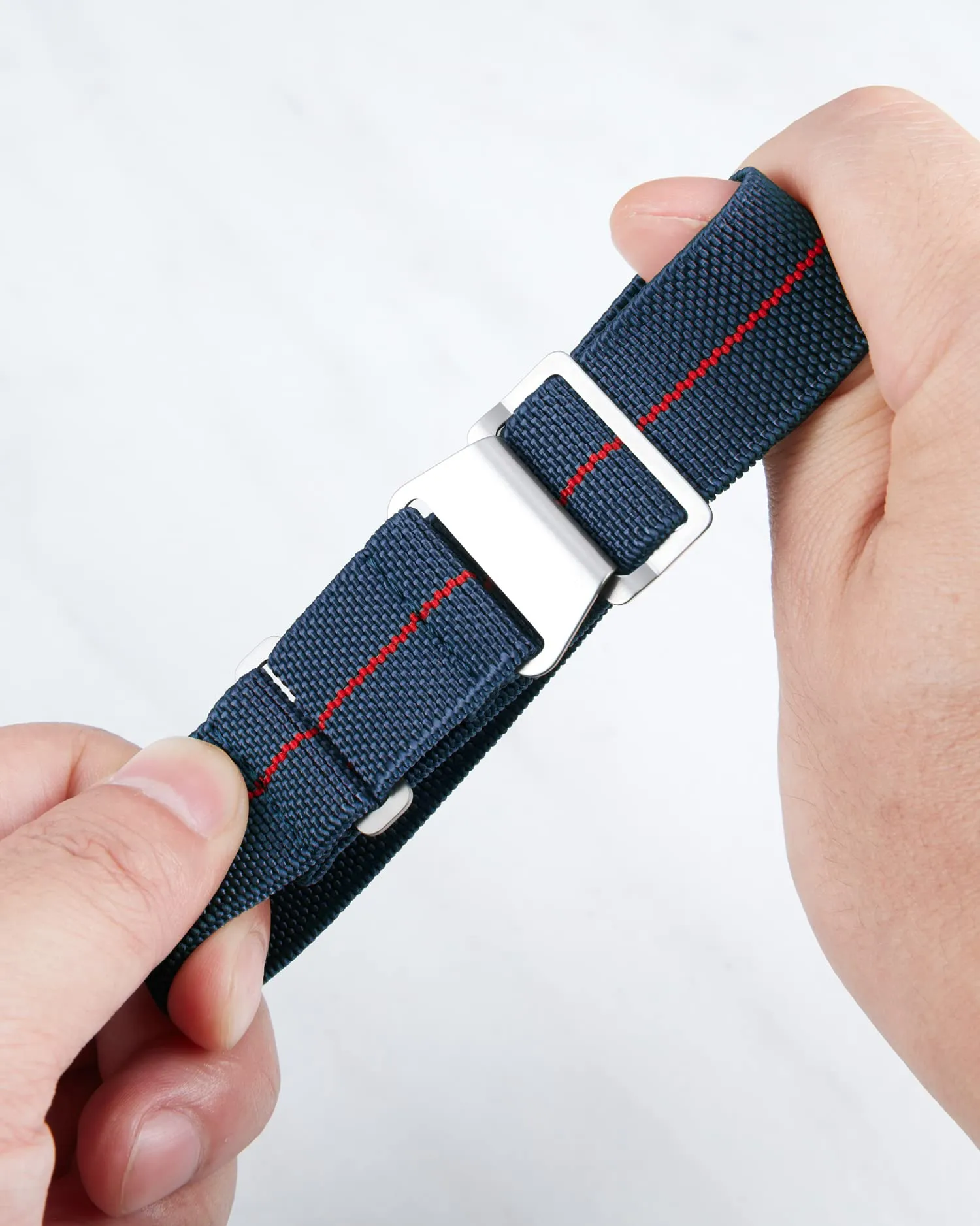 BINLUN Cinturino per Orologio in Nylon Elastico di Ricambio Militare Cinturino a Strappo Paracadute Marina Nazionale per Uomo Donna Fibbia Nero/Argento 18/20/22mm - immagine 2