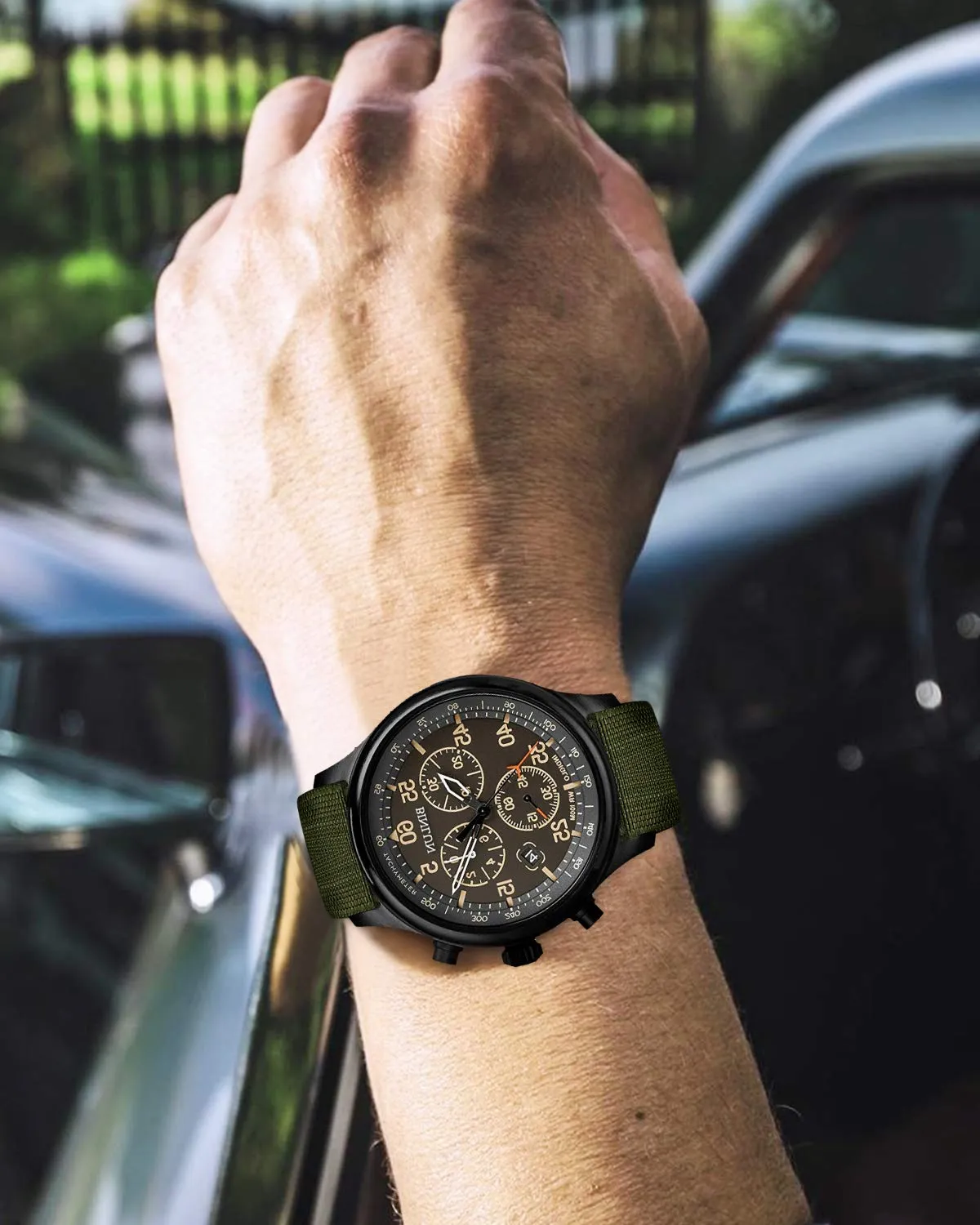 BINLUN Cinturino per Orologio in Nylon Elastico di Ricambio Militare Cinturino a Strappo Paracadute Marina Nazionale per Uomo Donna Fibbia Nero/Argento 18/20/22mm - immagine 6