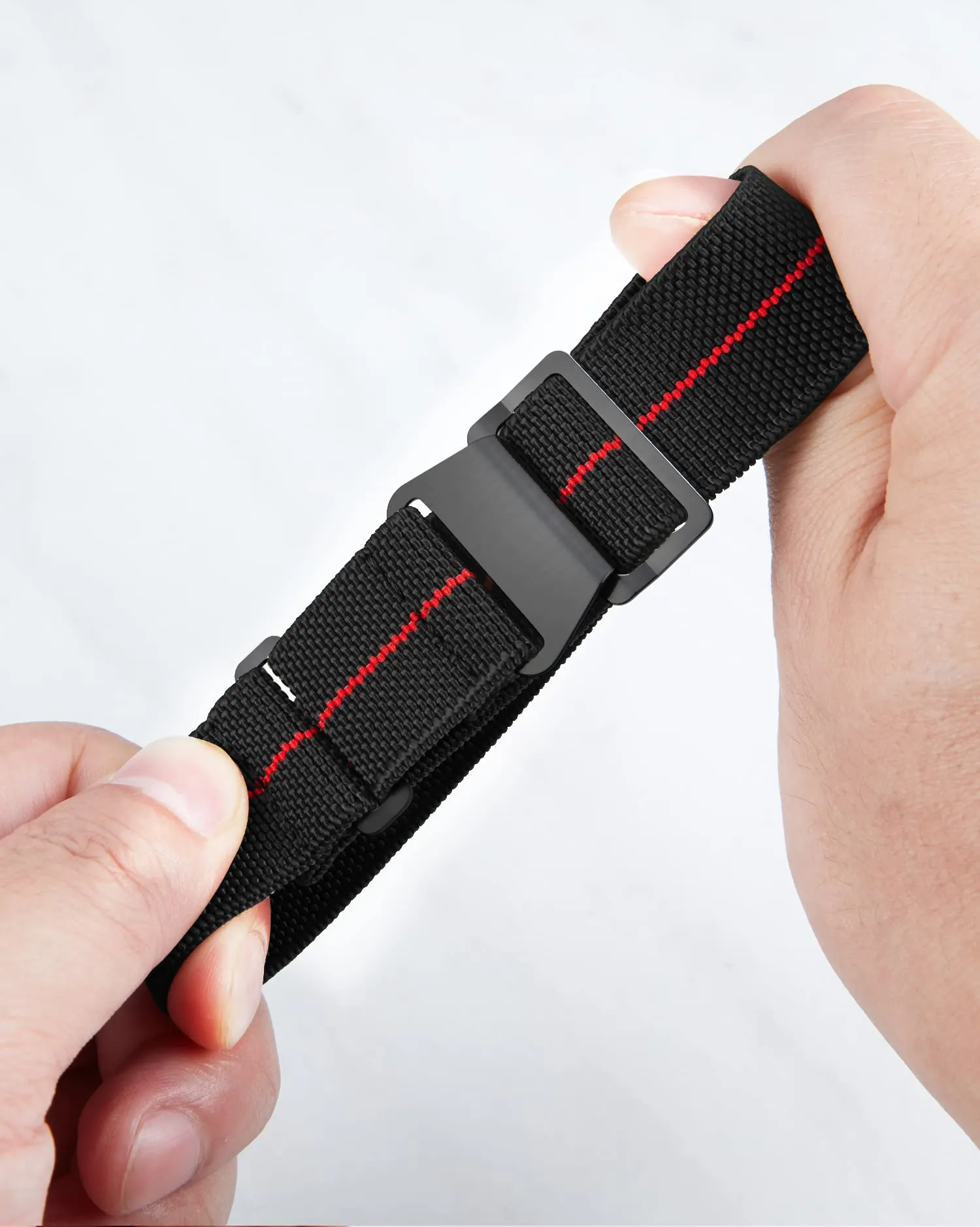 BINLUN Cinturino per Orologio in Nylon Elastico di Ricambio Militare Cinturino a Strappo Paracadute Marina Nazionale per Uomo Donna Fibbia Nero/Argento 18/20/22mm - immagine 2