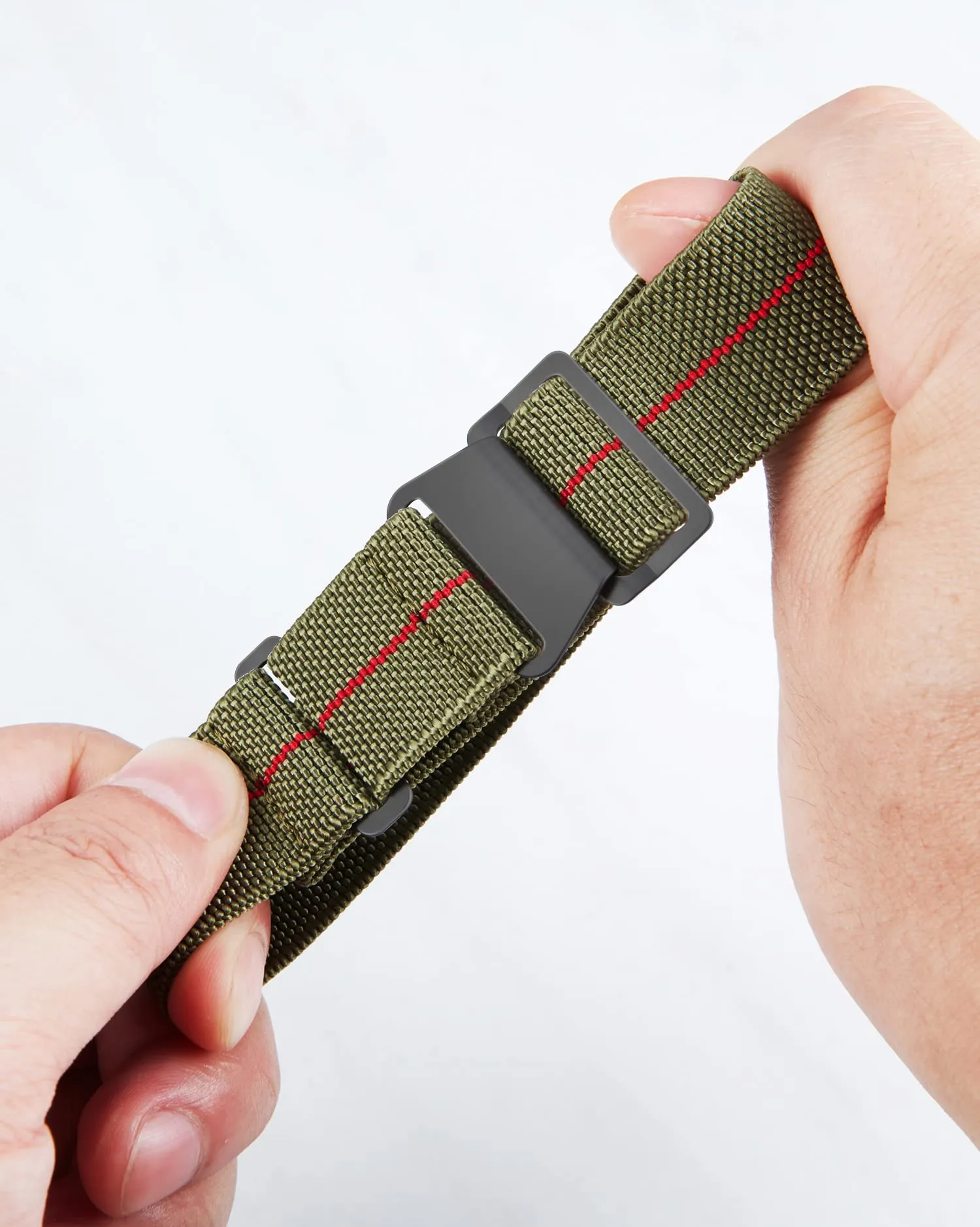 BINLUN Cinturino per Orologio in Nylon Elastico di Ricambio Militare Cinturino a Strappo Paracadute Marina Nazionale per Uomo Donna Fibbia Nero/Argento 18/20/22mm - immagine 2