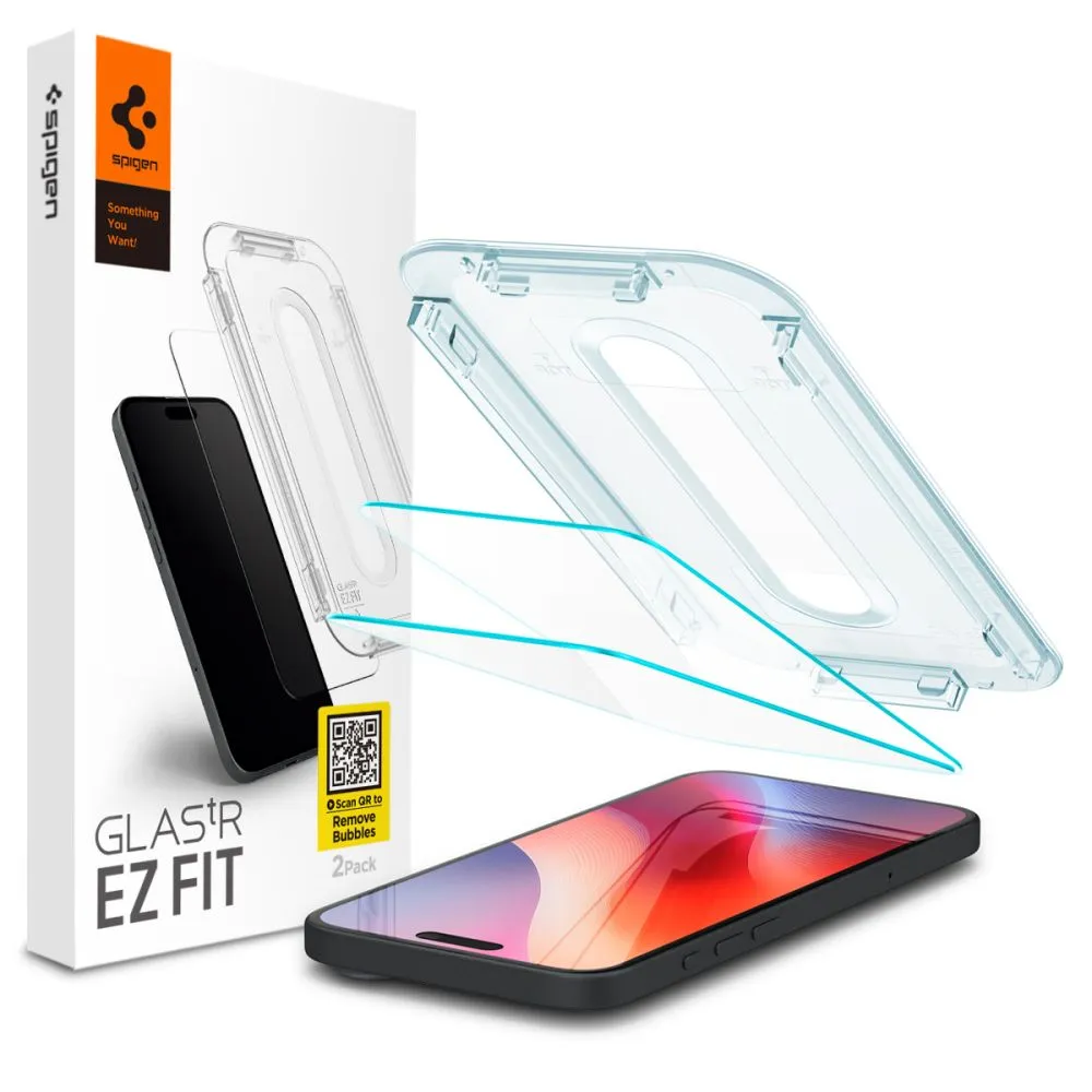 Pellicola protettiva per schermo Spigen GlastR EZ FIT per Apple iPhone 18 Pro / 17 Pro / 17 / 16 Pro, Vetro temperato, Colla completa, Set 2 pezzi AGL07928 - immagine 1