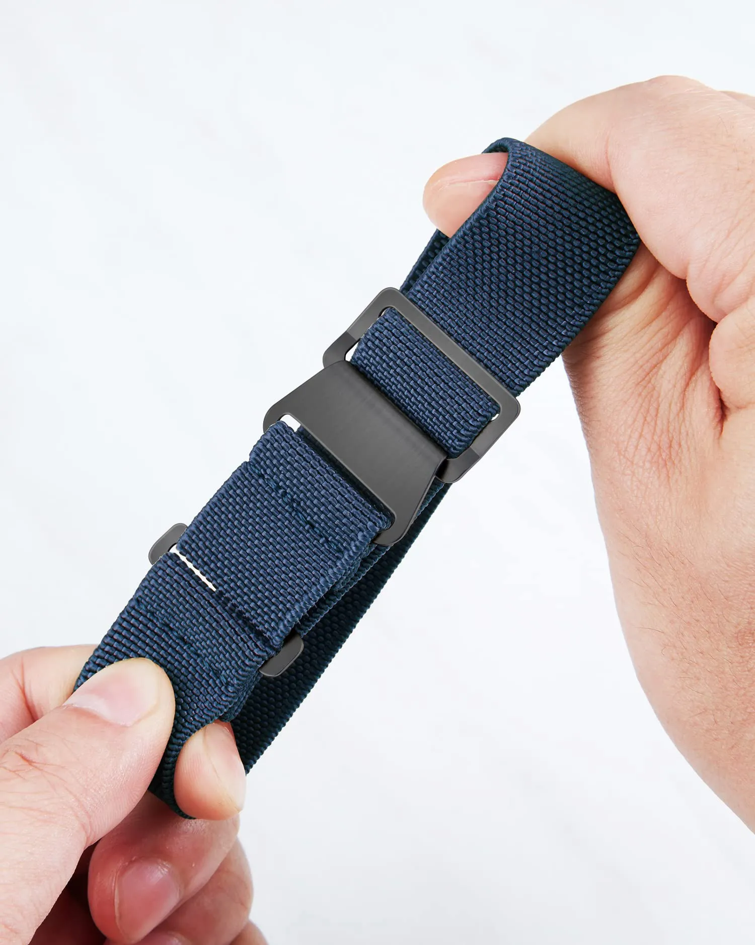 BINLUN Cinturino per Orologio in Nylon Elastico di Ricambio Militare Cinturino a Strappo Paracadute Marina Nazionale per Uomo Donna Fibbia Nero/Argento 18/20/22mm - immagine 2