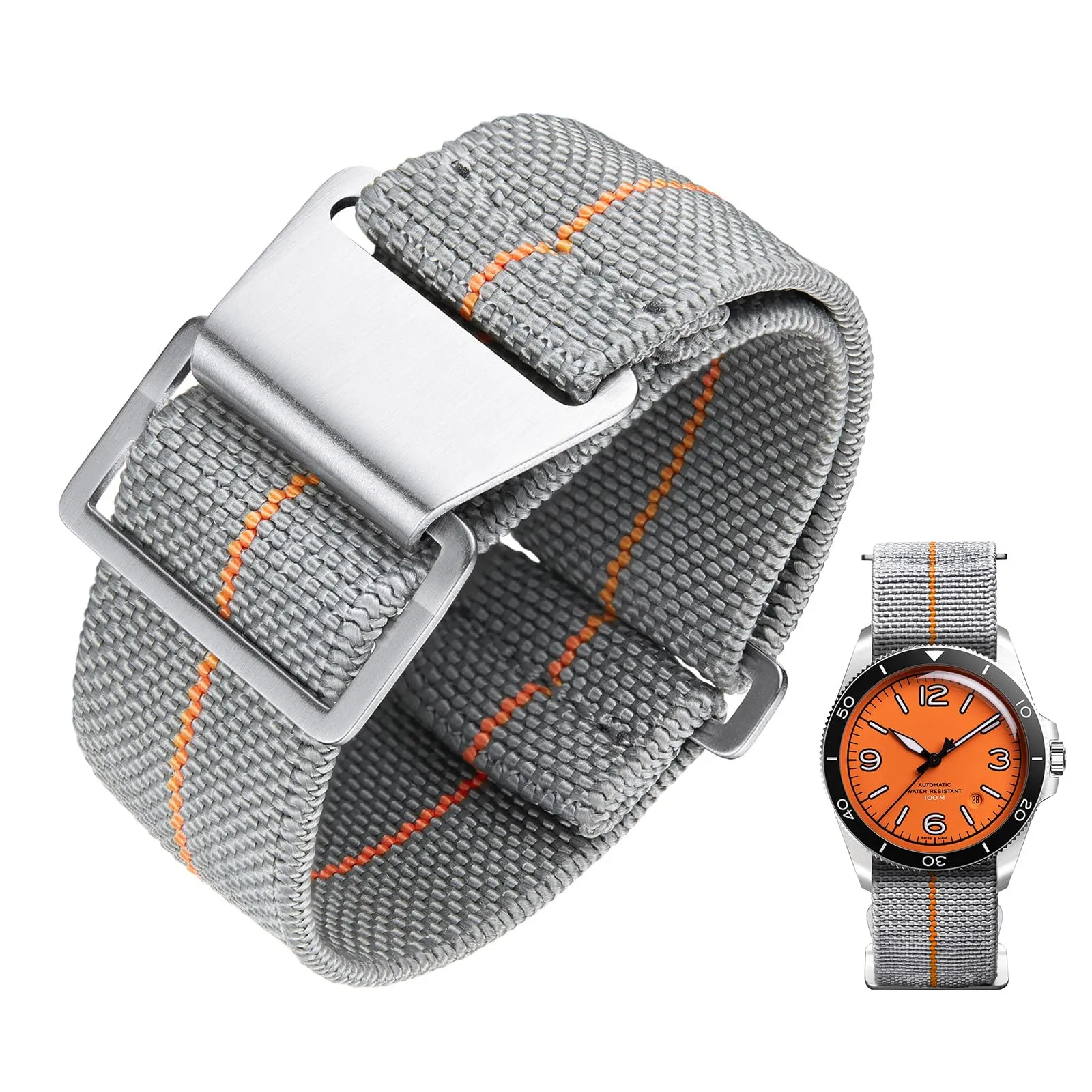 BINLUN Cinturino per Orologio in Nylon Elastico di Ricambio Militare Cinturino a Strappo Paracadute Marina Nazionale per Uomo Donna Fibbia Nero/Argento 18/20/22mm - immagine 1