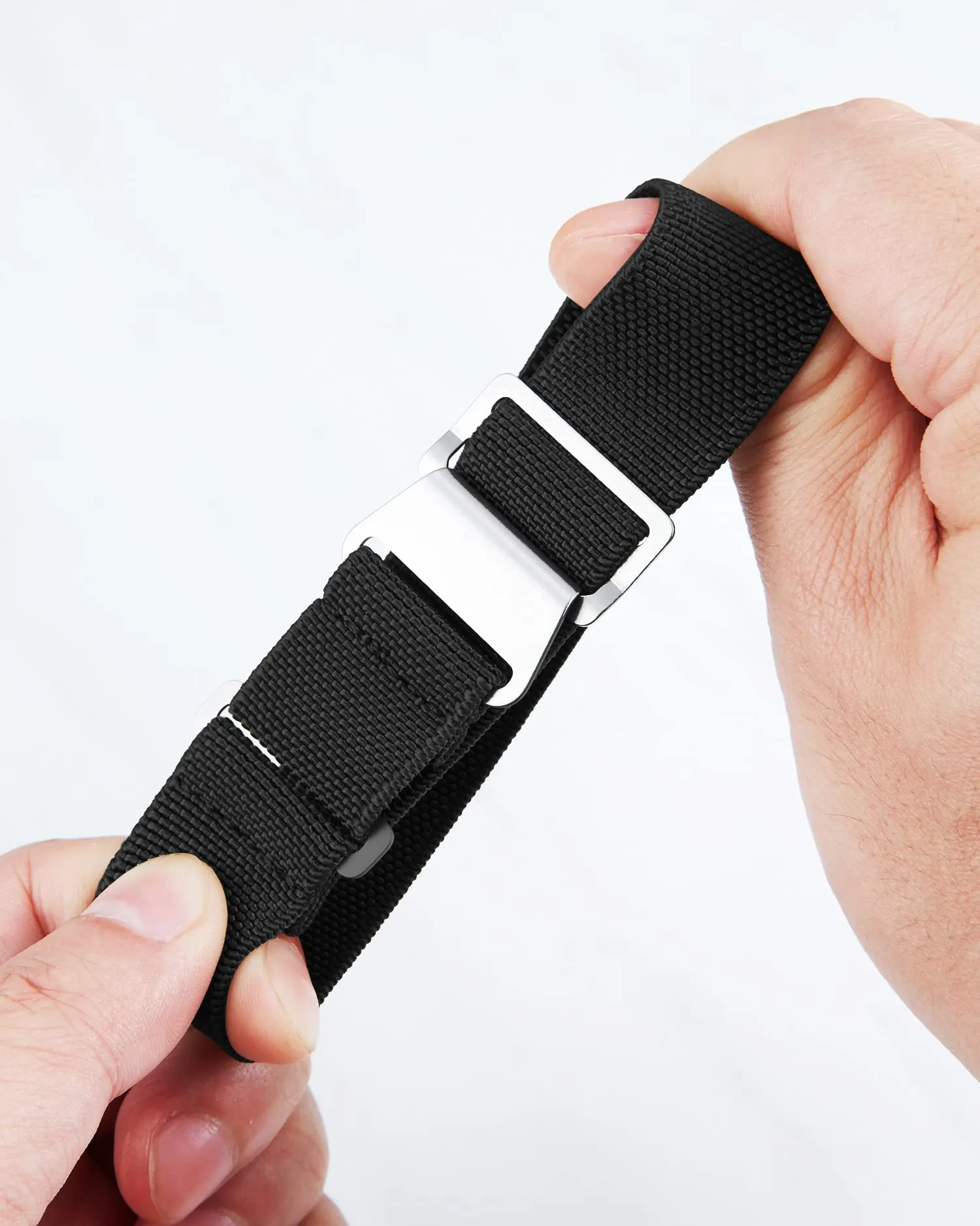 BINLUN Cinturino per Orologio in Nylon Elastico di Ricambio Militare Cinturino a Strappo Paracadute Marina Nazionale per Uomo Donna Fibbia Nero/Argento 18/20/22mm - immagine 2