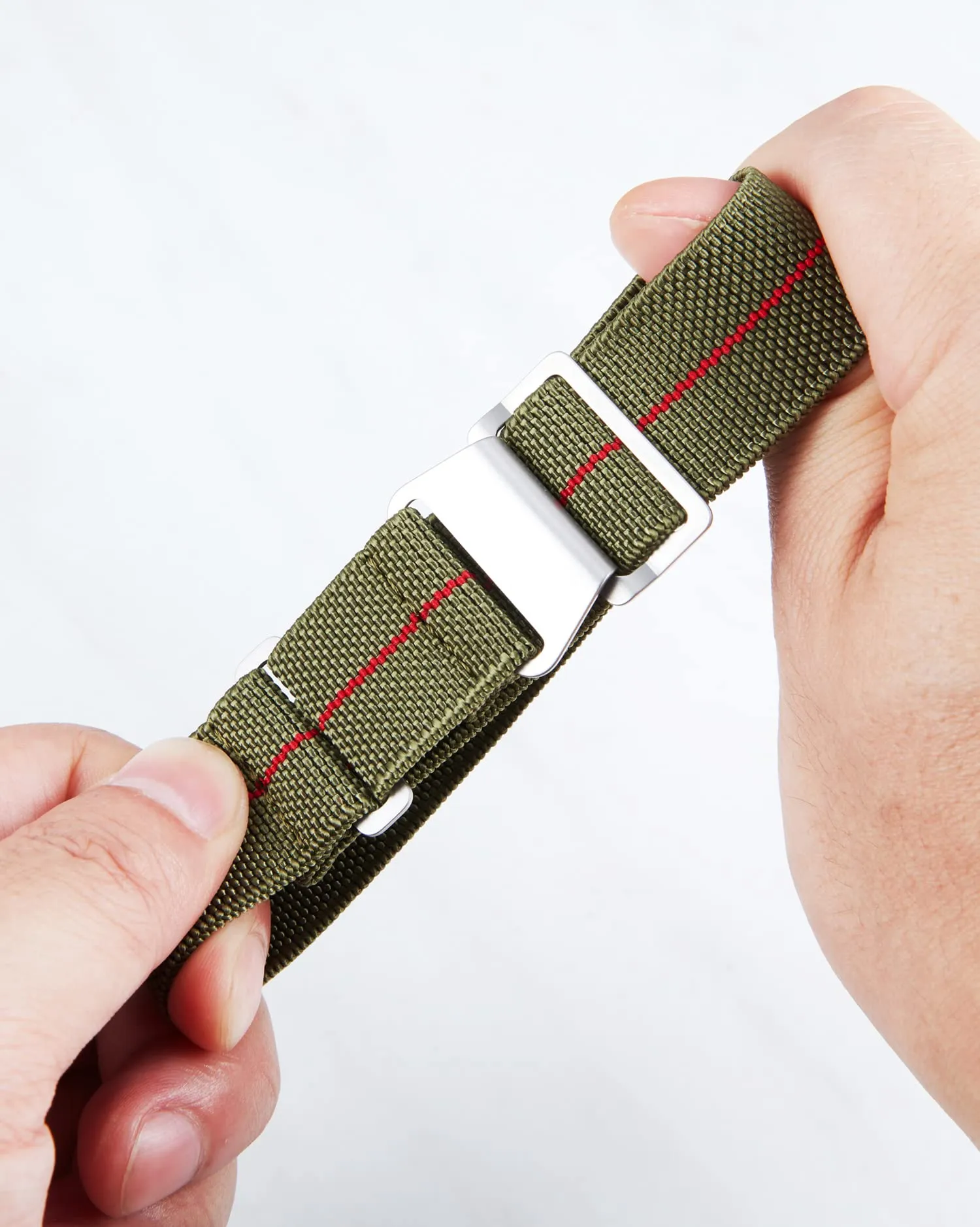 BINLUN Cinturino per Orologio in Nylon Elastico di Ricambio Militare Cinturino a Strappo Paracadute Marina Nazionale per Uomo Donna Fibbia Nero/Argento 18/20/22mm - immagine 2