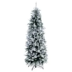 Albero Natale DRESDA SLIM Verde innevato (PVC e PE - H240 D83 cm) 0933561 - immagine 1
