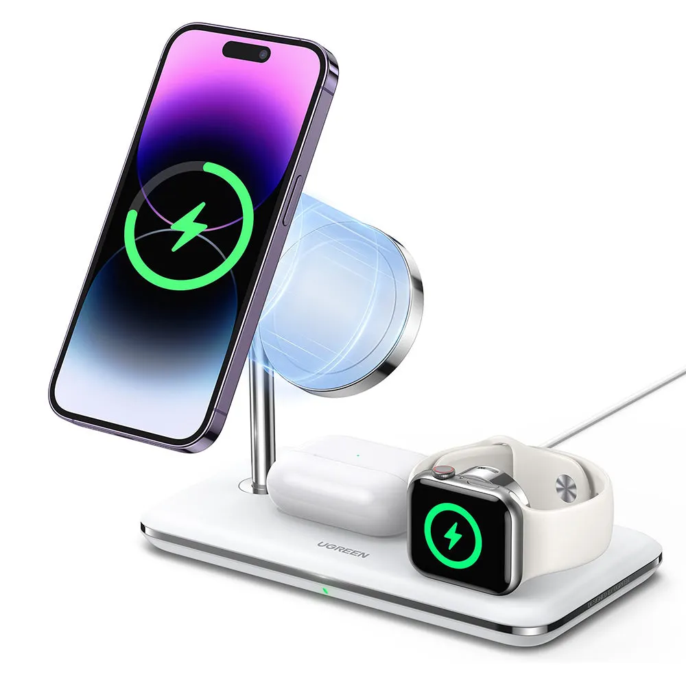 Caricabatterie Wireless da Rete UGREEN CD278 3in1, 25W, 1.67A, Bianco - immagine 1
