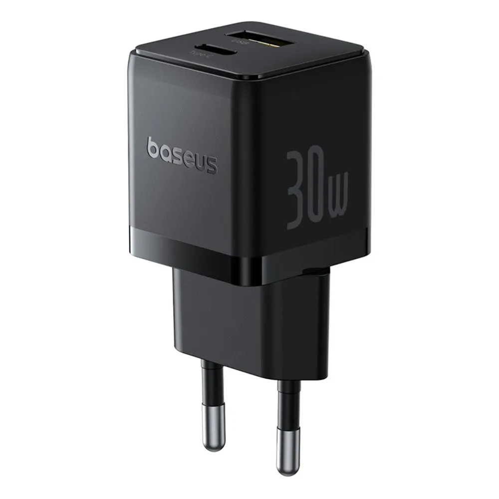 Caricabatterie Rete Baseus Palm, 30W, 3A, 1 x USB-A - 1 x USB-C, Nero P1011160A113-00 - immagine 1