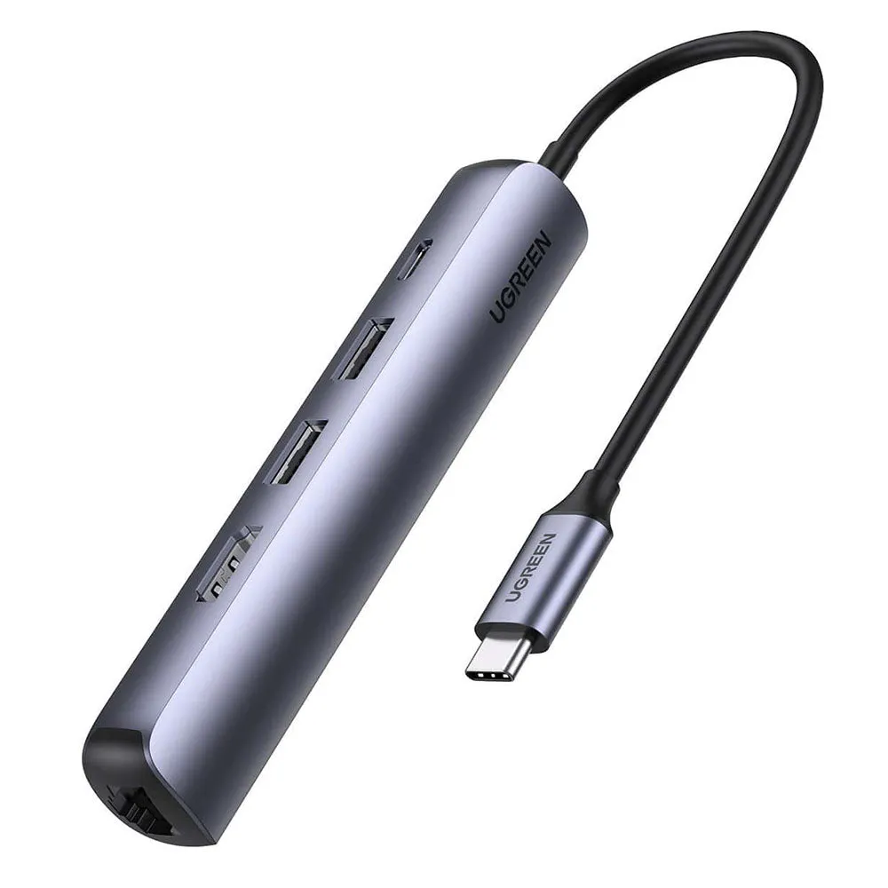 Hub USB-C UGREEN CM418 (10919), 2 x USB-A 3.0 - 1 x USB-C - 1 x HDMI - 1 x RJ45, Grigio - immagine 1