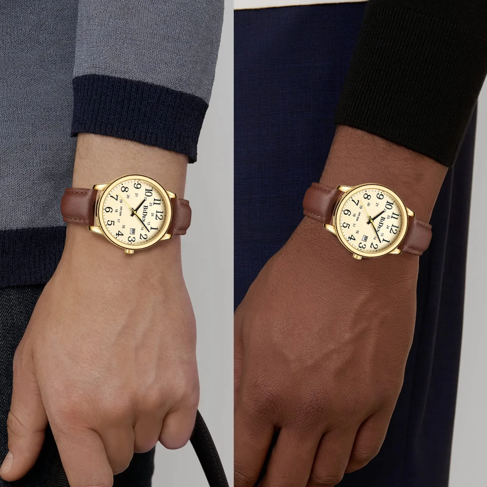 HANPOSH Orologio Uomo Analogico al Quarzo Impermeabile in Pelle - immagine 6
