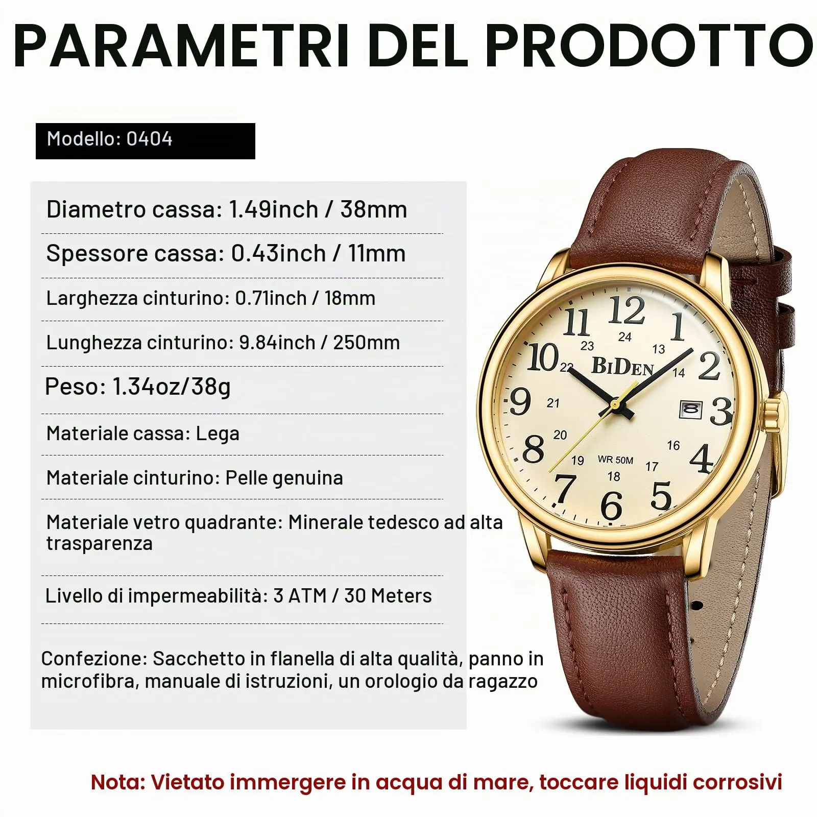 HANPOSH Orologio Uomo Analogico al Quarzo Impermeabile in Pelle - immagine 9