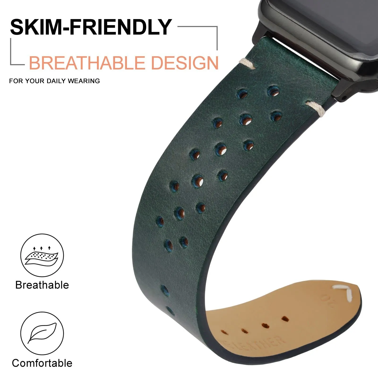 ANNEFIT Cinturini per Orologi in pelle Vintage con Fibbia Nera, Cinturino 18mm a Sgancio Rapido per Uomo e Donna (Pino Profondo) - immagine 4