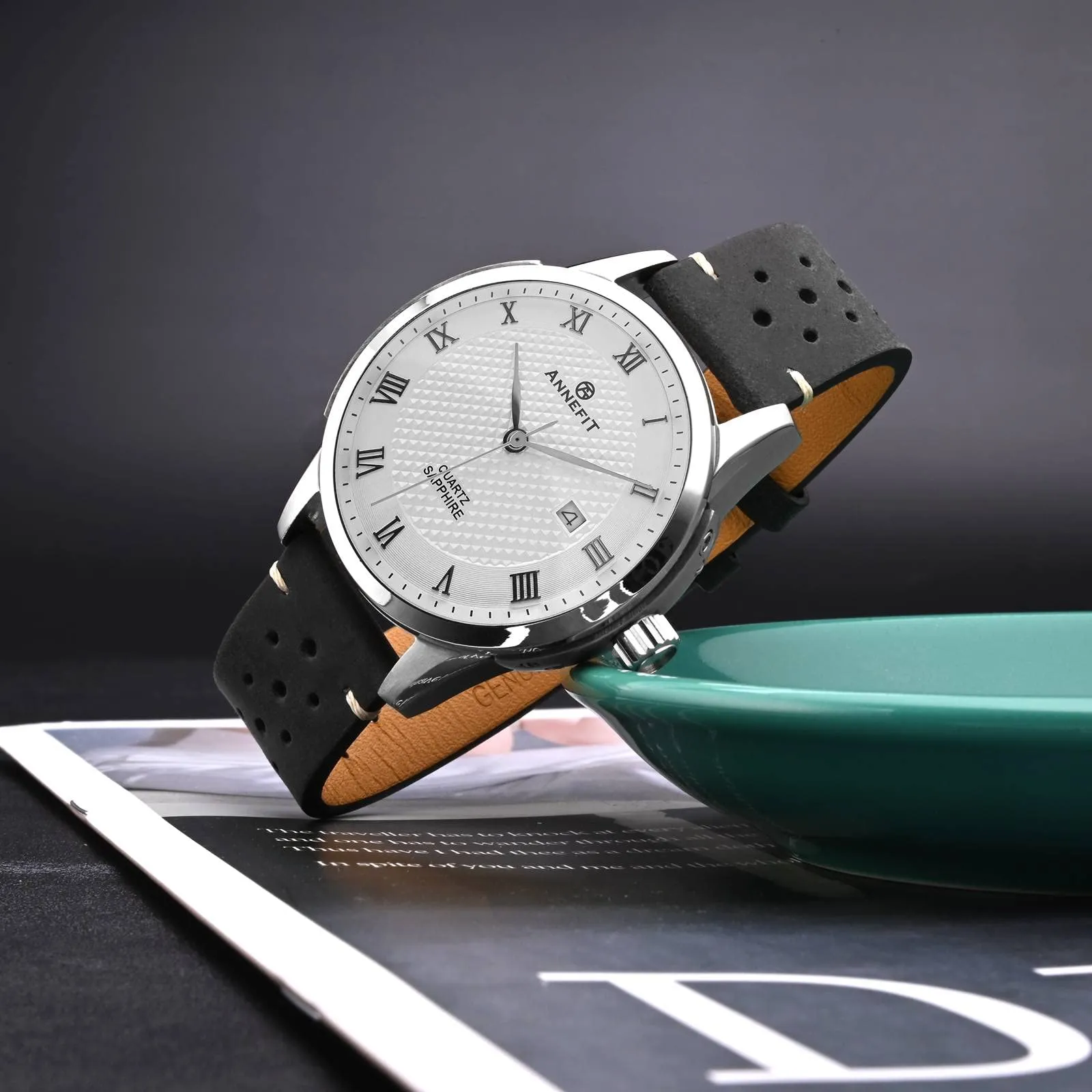ANNEFIT Cinturini per Orologi in pelle Vintage, Cinturino 22mm a Sgancio Rapido per Uomo e Donna (Nero) - immagine 2