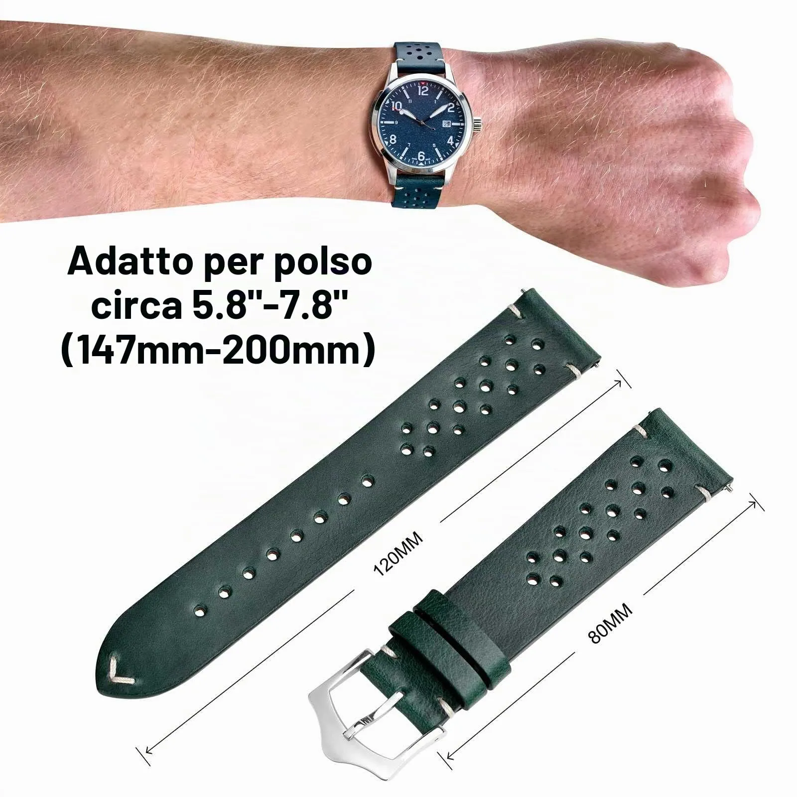 ANNEFIT Cinturini per Orologi in pelle Vintage, Cinturino 22mm a Sgancio Rapido per Uomo e Donna (Pino Profondo) - immagine 3