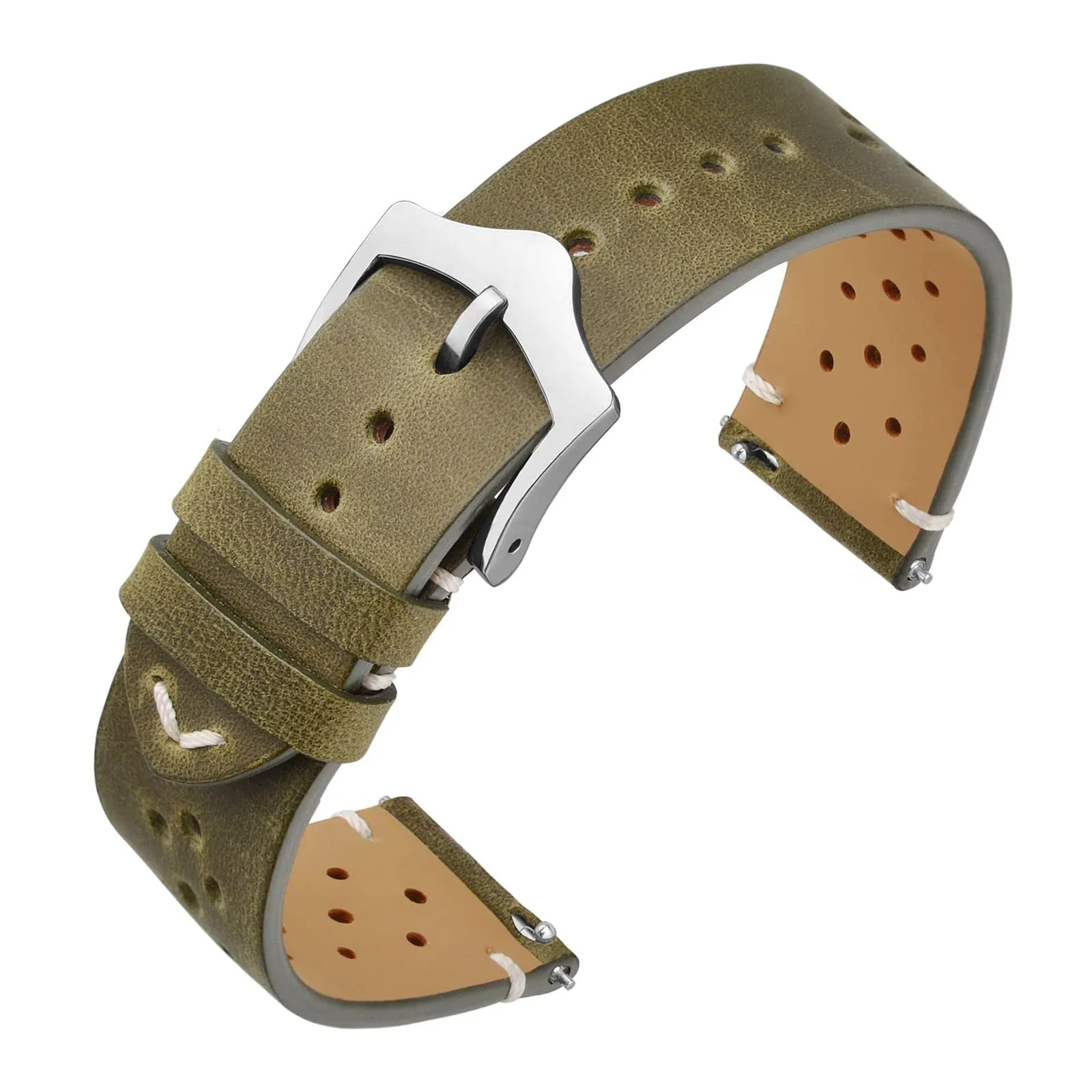ANNEFIT Cinturini per Orologi in pelle Vintage, Cinturino 18mm a Sgancio Rapido per Uomo e Donna (Verde) - immagine 1