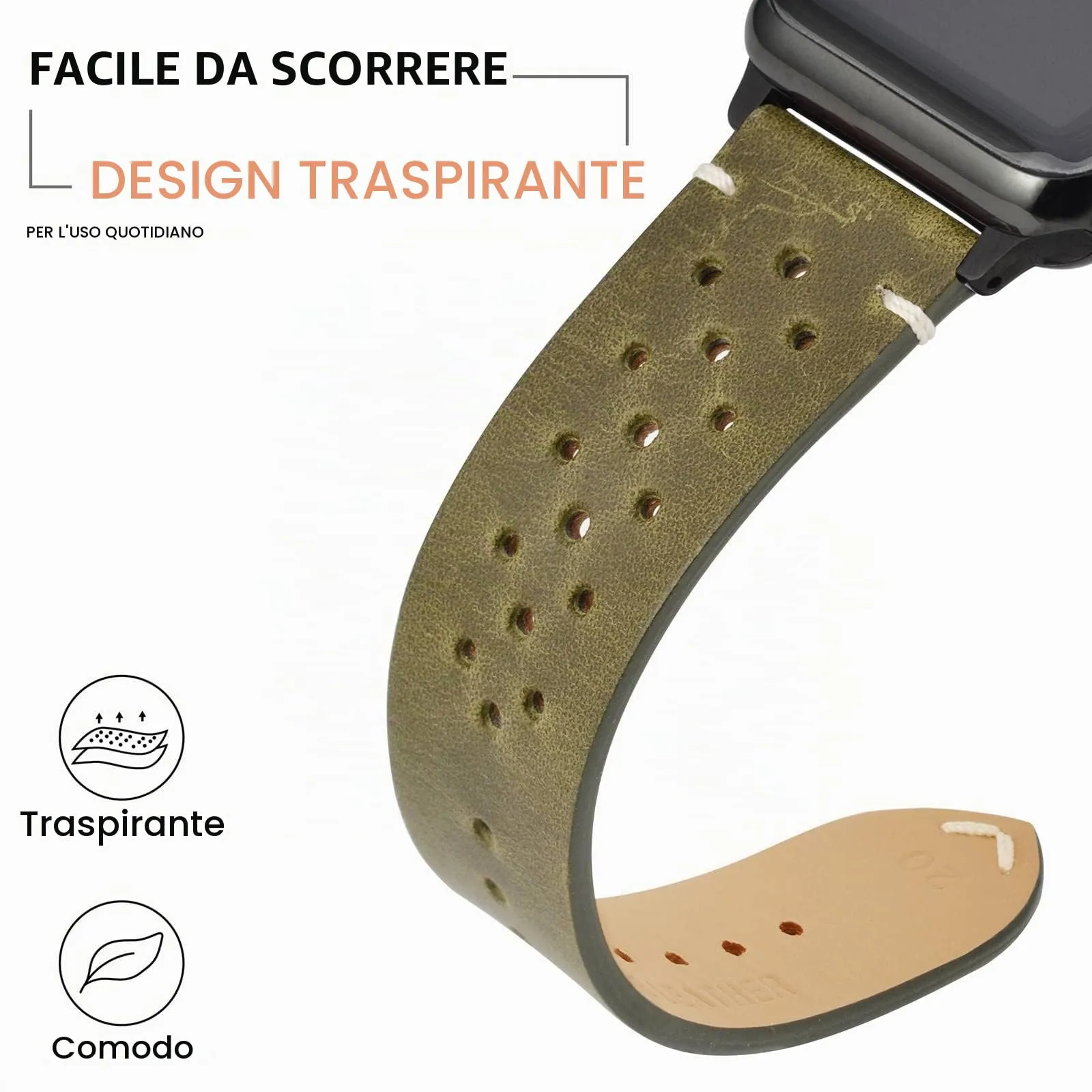 ANNEFIT Cinturini per Orologi in pelle Vintage, Cinturino 18mm a Sgancio Rapido per Uomo e Donna (Verde) - immagine 4