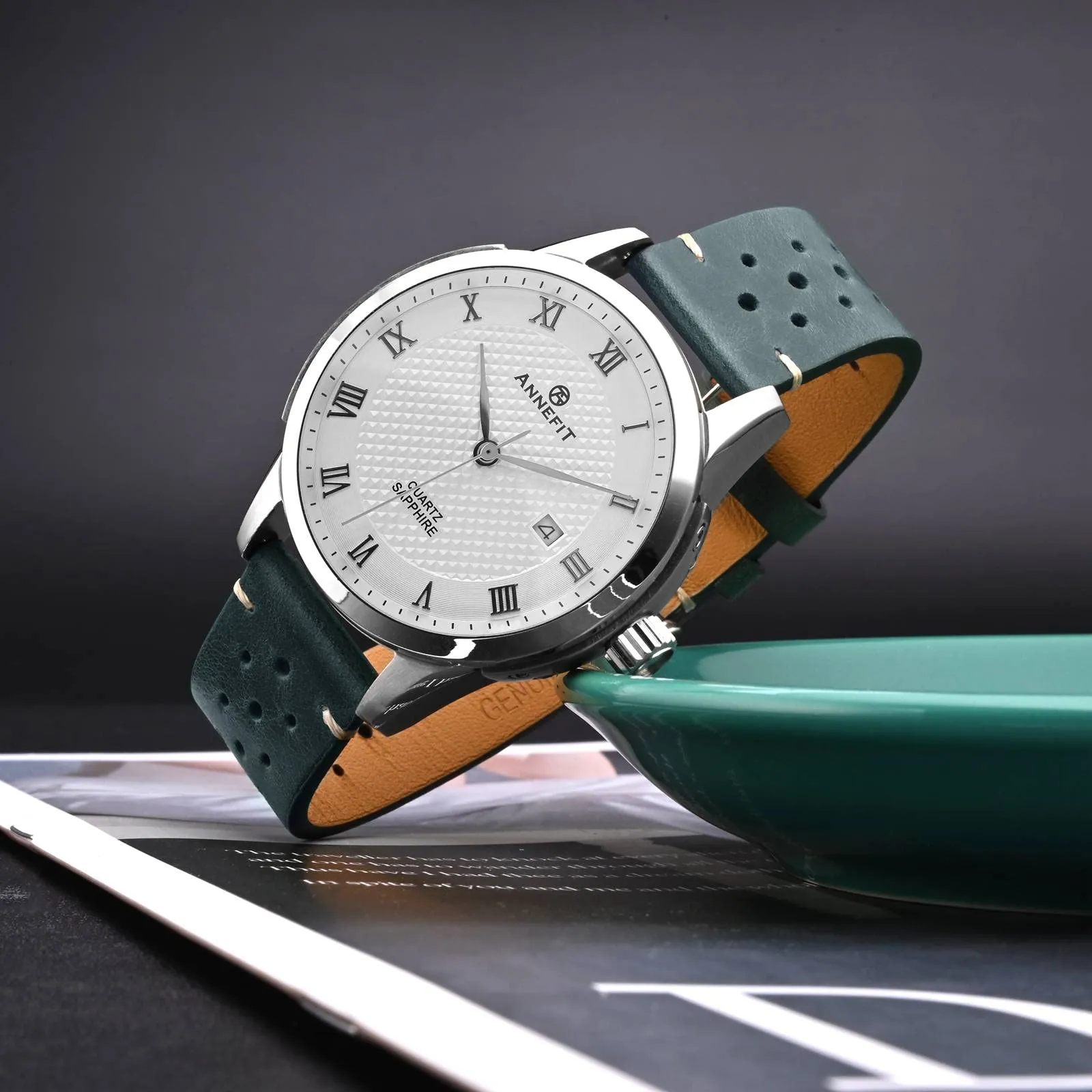 ANNEFIT Cinturini per Orologi in pelle Vintage, Cinturino 20mm a Sgancio Rapido per Uomo e Donna (Pino Profondo) - immagine 2