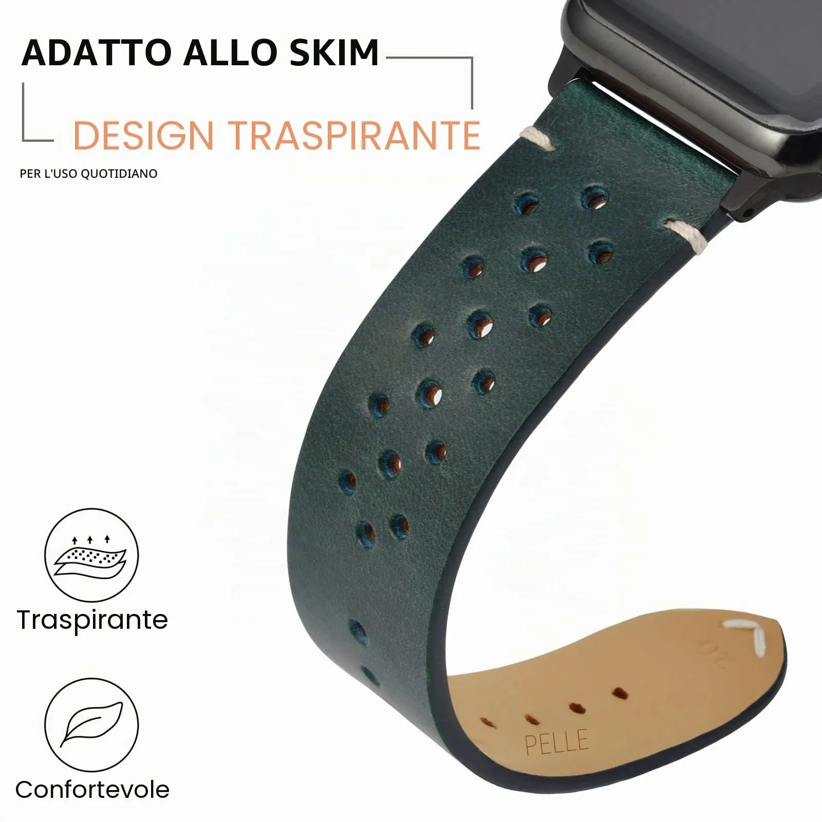 ANNEFIT Cinturini per Orologi in pelle Vintage, Cinturino 20mm a Sgancio Rapido per Uomo e Donna (Pino Profondo) - immagine 4