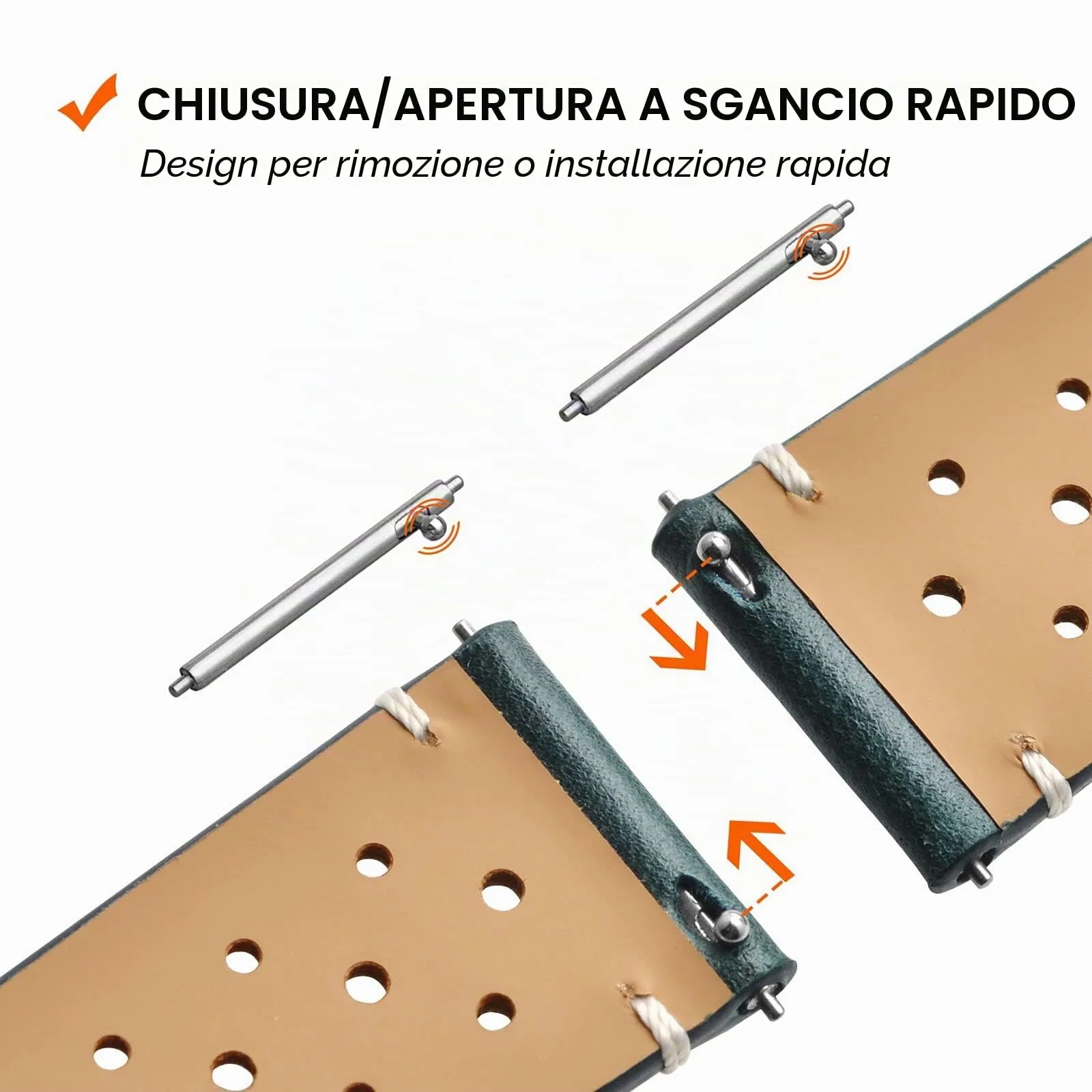 ANNEFIT Cinturini per Orologi in pelle Vintage, Cinturino 20mm a Sgancio Rapido per Uomo e Donna (Pino Profondo) - immagine 5
