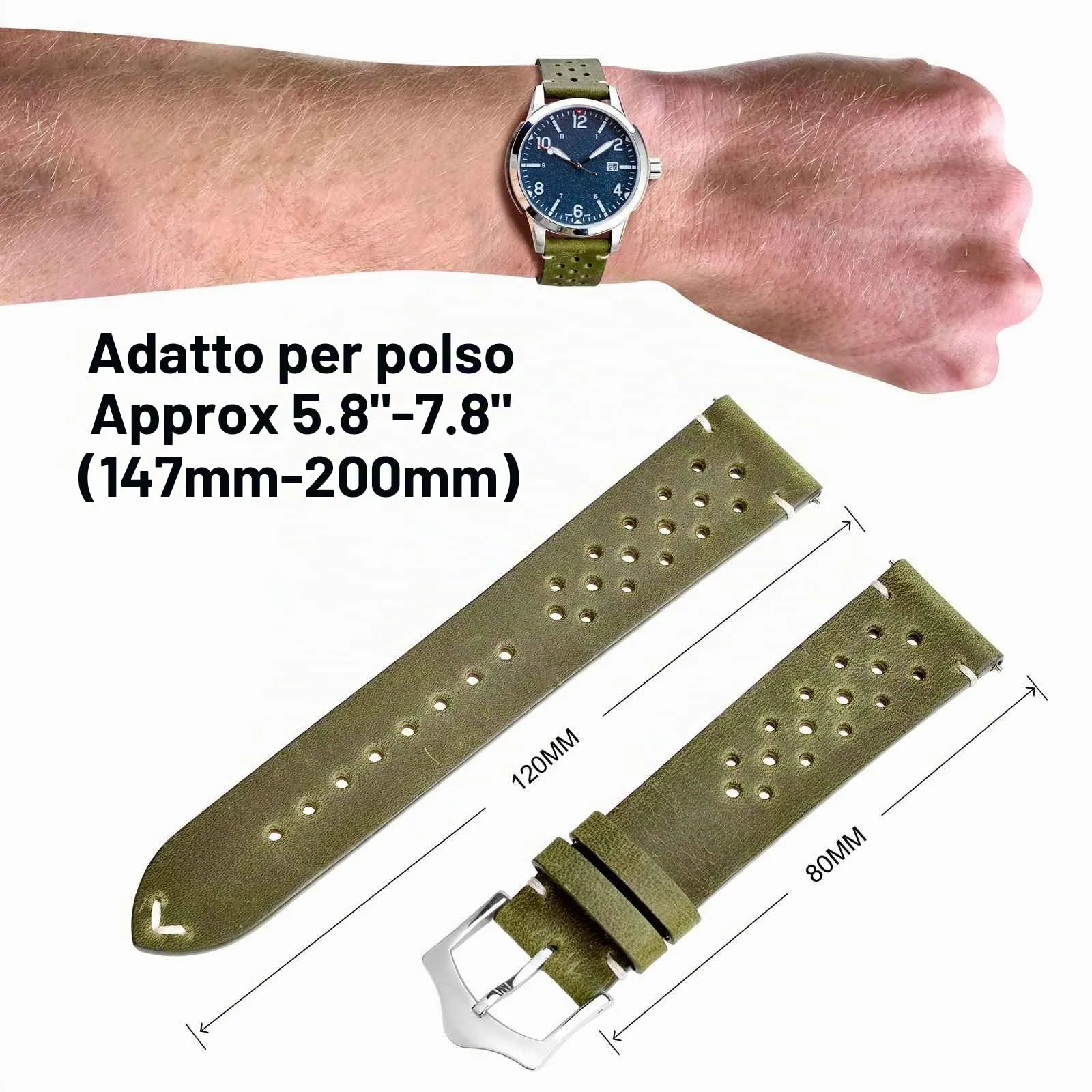 ANNEFIT Cinturini per Orologi in pelle Vintage, Cinturino 22mm a Sgancio Rapido per Uomo e Donna (Verde) - immagine 3