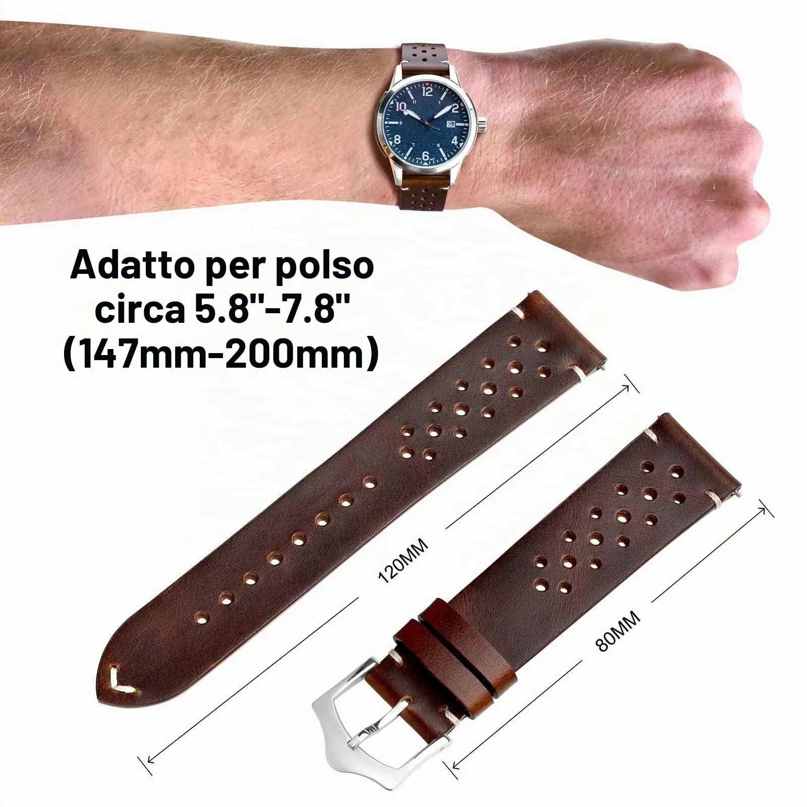 ANNEFIT Cinturini per Orologi in pelle Vintage, Cinturino 18mm a Sgancio Rapido per Uomo e Donna (Marrone) - immagine 3