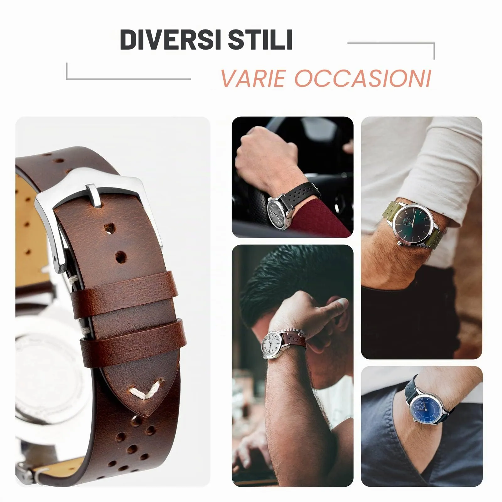 ANNEFIT Cinturini per Orologi in pelle Vintage, Cinturino 18mm a Sgancio Rapido per Uomo e Donna (Marrone) - immagine 7