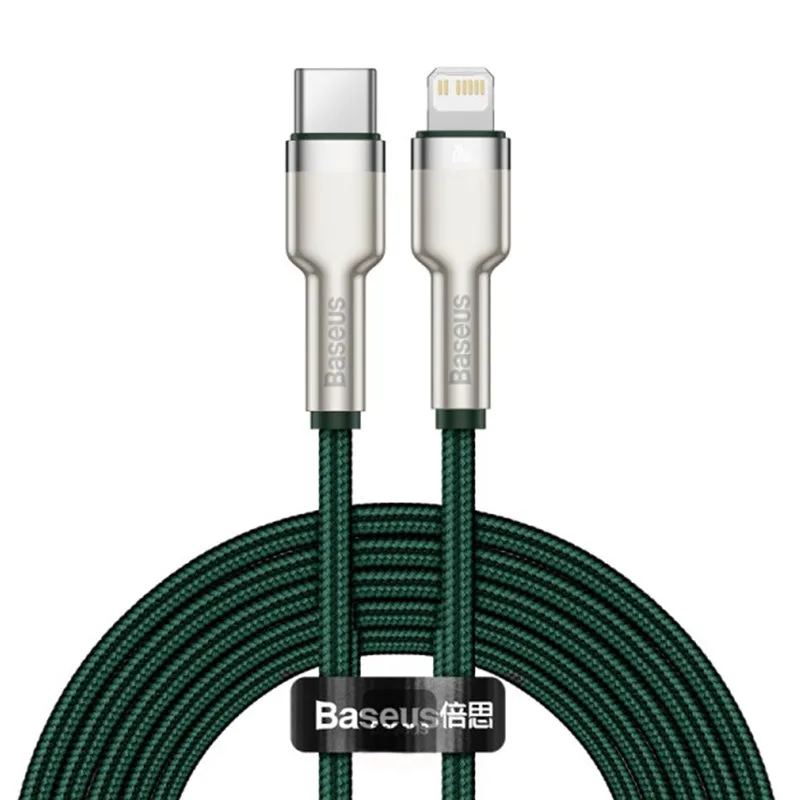 Cavo Dati e Ricarica USB-C - Lightning Baseus Cafule Metal Series, 20W, 2m, Verde CATLJK-B06 - immagine 1