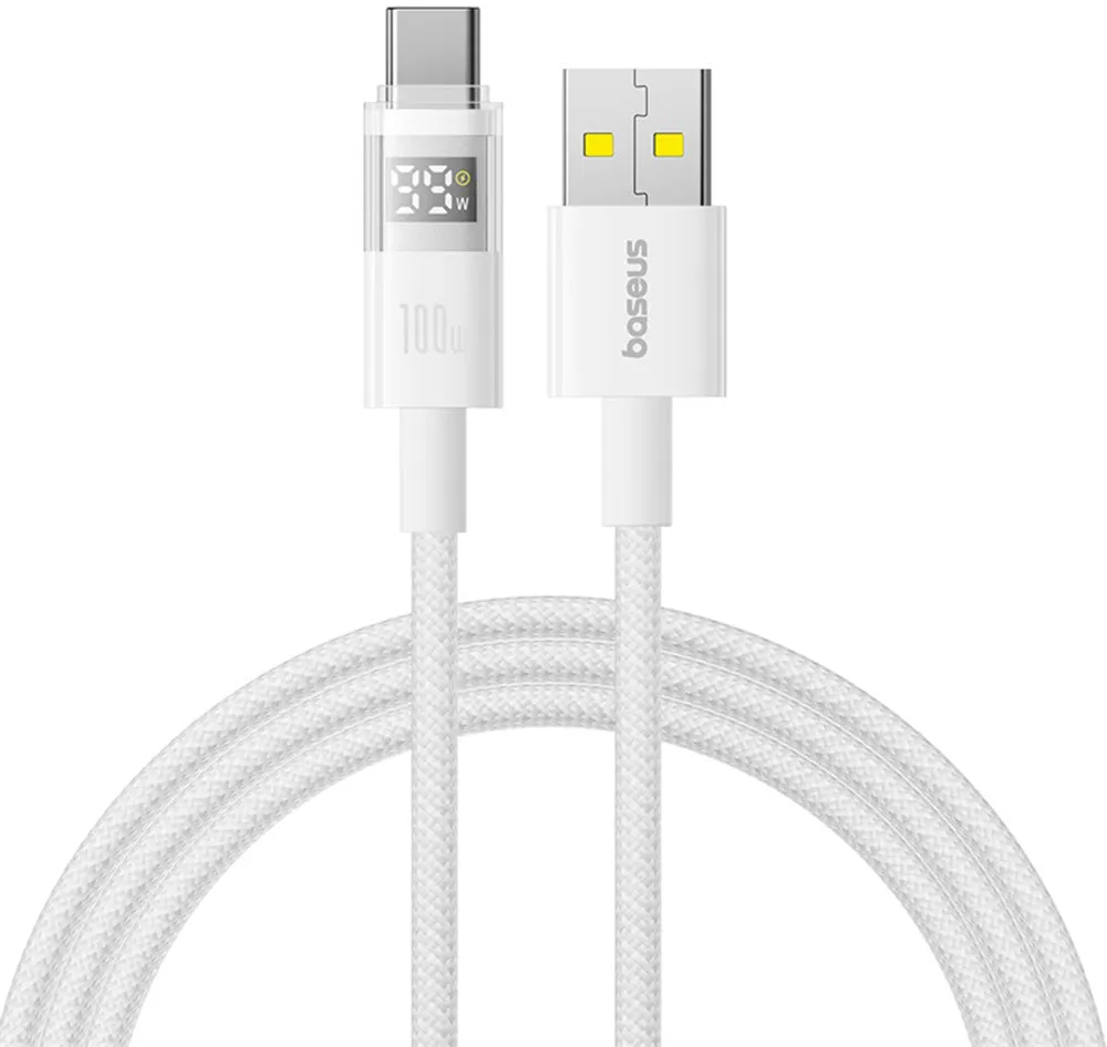 Cavo Dati e Ricarica USB-A - USB-C Baseus Display 2, 100W, 2m, Bianco P10382701211-01 - immagine 1