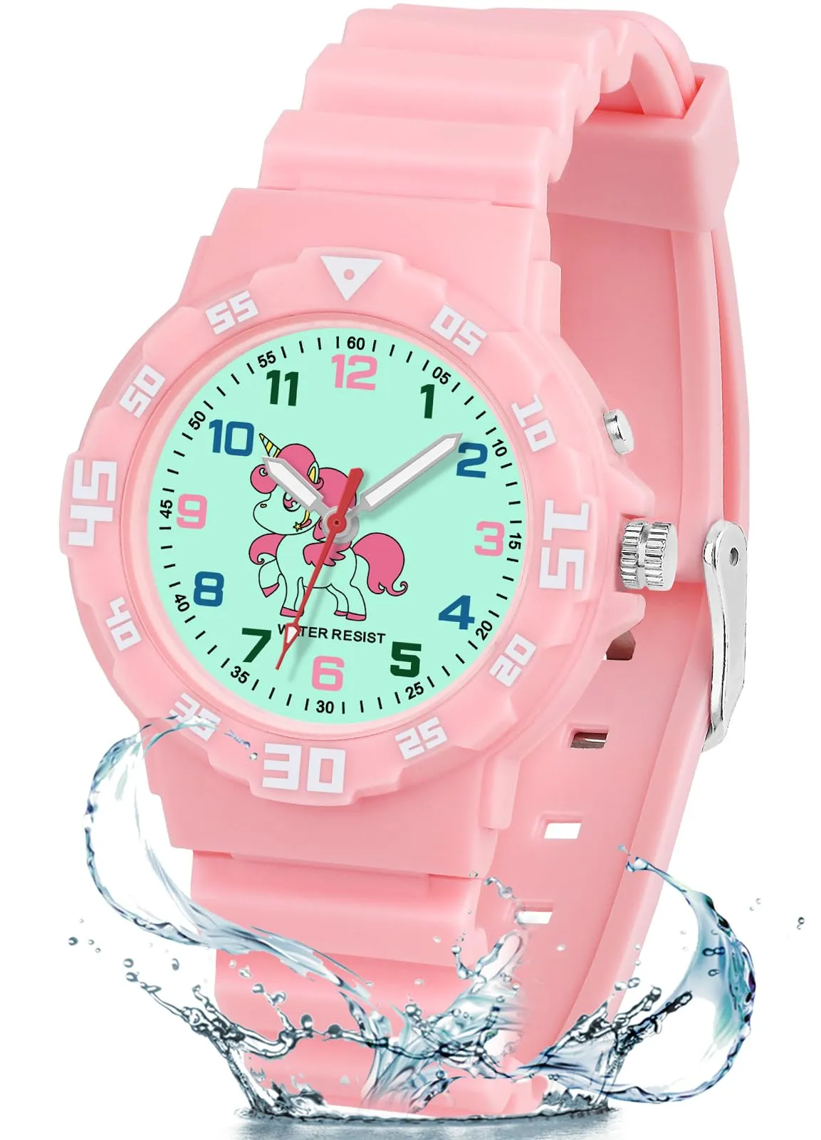 TENOCK Orologio Analogico Per Ragazzi e Ragazze Con Luce Notturna, 30M Impermeabile Per Bambini 4-12 Anni - Per Insegnamento Del Tempo o Regali - immagine 1