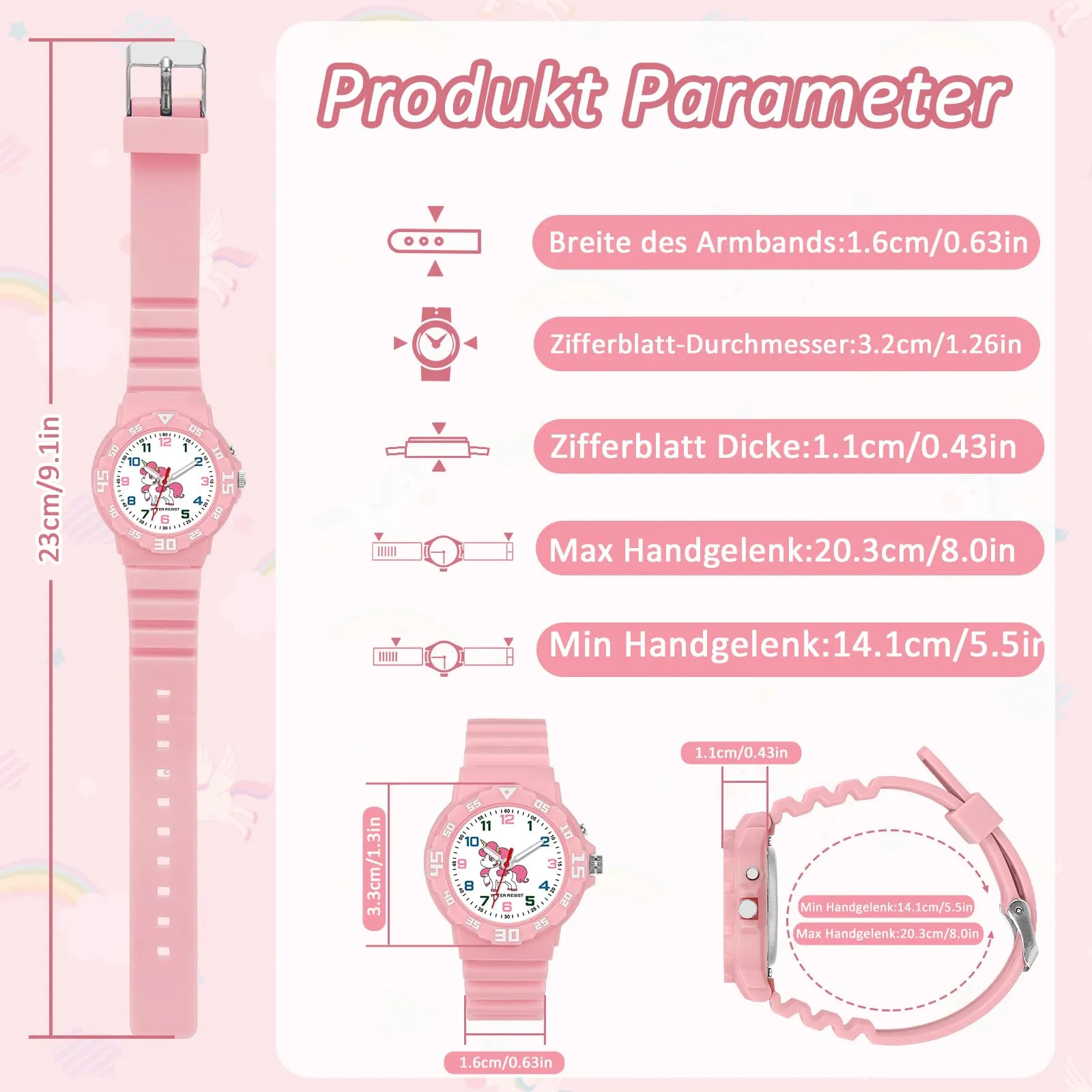 TENOCK Orologio Analogico Per Ragazzi e Ragazze Con Luce Notturna, 30M Impermeabile Per Bambini 4-12 Anni - Per Insegnamento Del Tempo o Regali - immagine 2