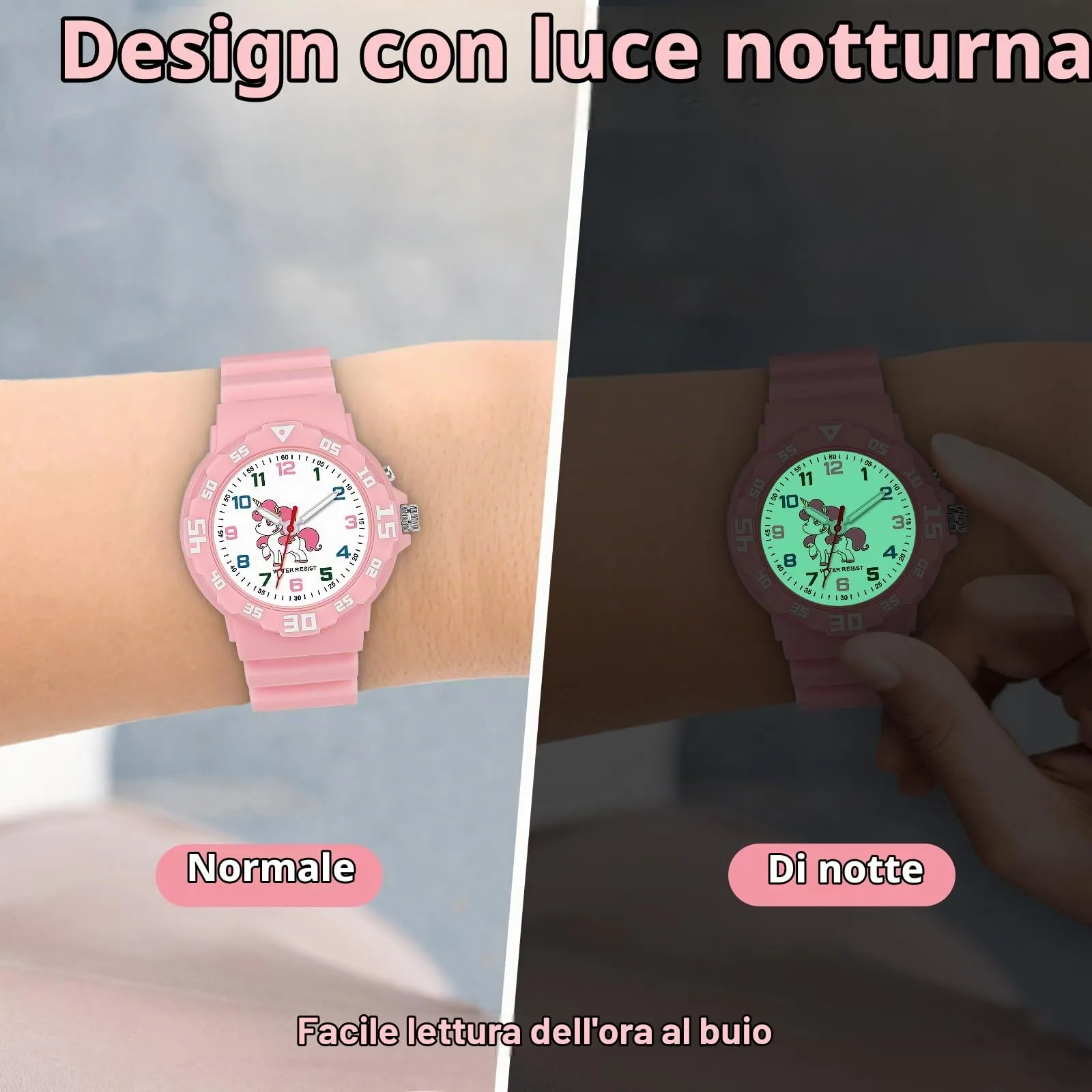 TENOCK Orologio Analogico Per Ragazzi e Ragazze Con Luce Notturna, 30M Impermeabile Per Bambini 4-12 Anni - Per Insegnamento Del Tempo o Regali - immagine 5