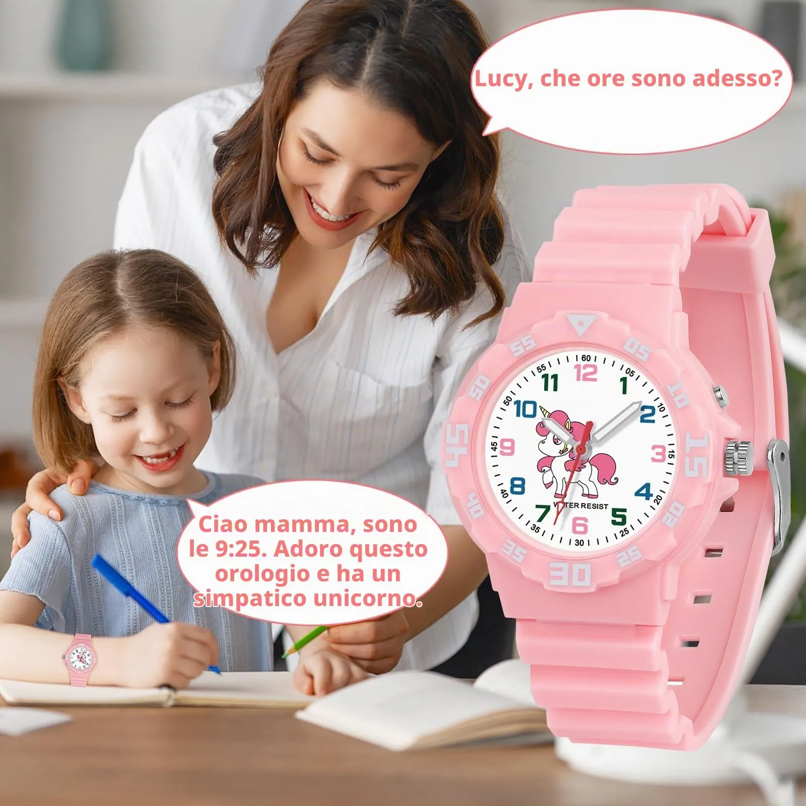 TENOCK Orologio Analogico Per Ragazzi e Ragazze Con Luce Notturna, 30M Impermeabile Per Bambini 4-12 Anni - Per Insegnamento Del Tempo o Regali - immagine 6