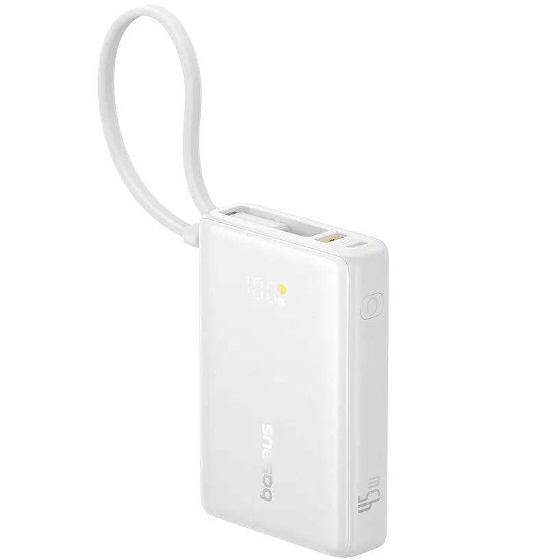 Batteria Esterna Baseus PicoGo, 10000mAh, 45W, QC + PD, 1 x USB-A - 2 x USB-C, Bianca P10076803213-00 - immagine 1
