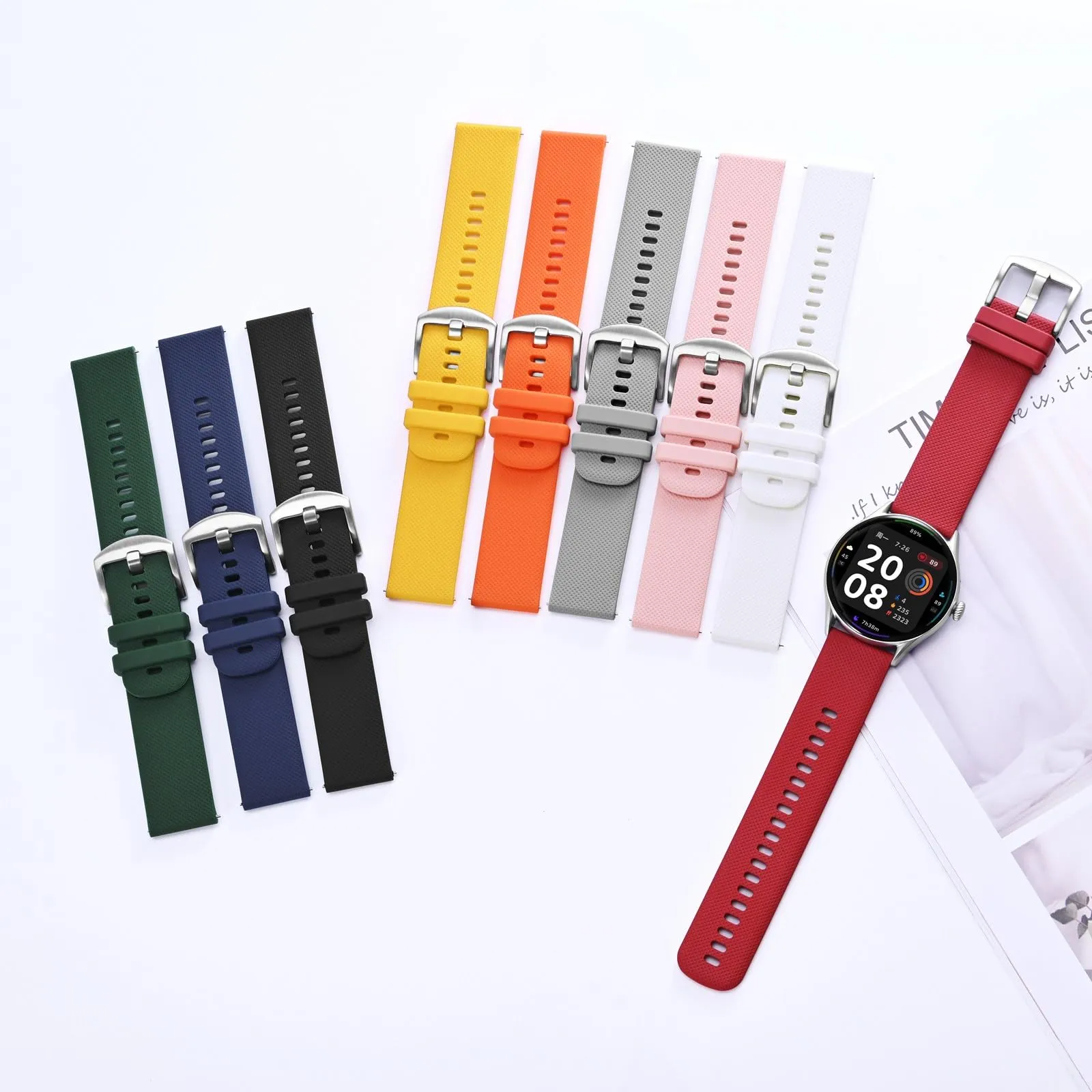 Anbeer 24mm Cinturini per Orologi in Silicone per Uomo Donna, Cinturini di Ricambio in Gomma a Sgancio Rapido - immagine 7