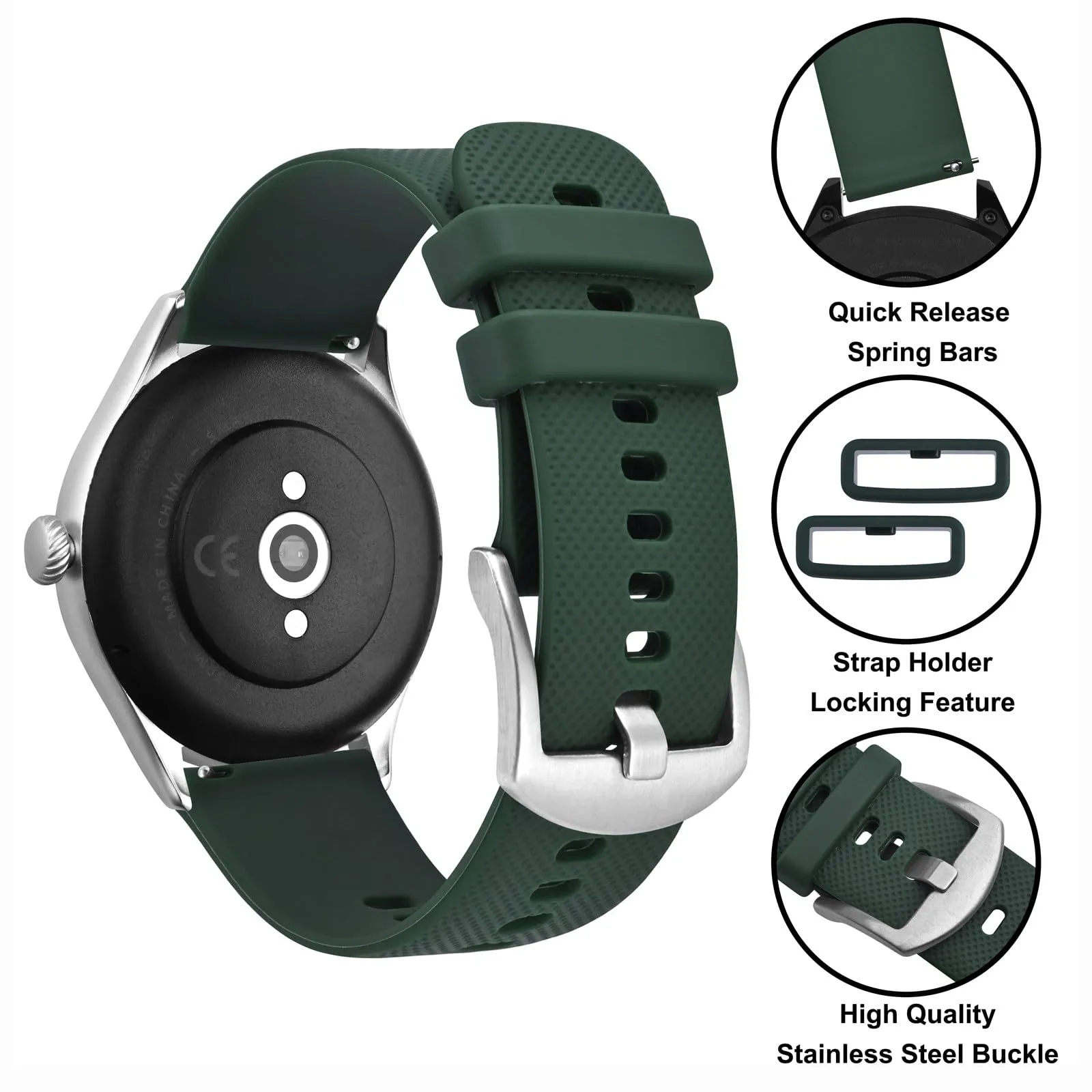 Anbeer 24mm Cinturini per Orologi in Silicone per Uomo Donna, Cinturini di Ricambio in Gomma a Sgancio Rapido - immagine 3