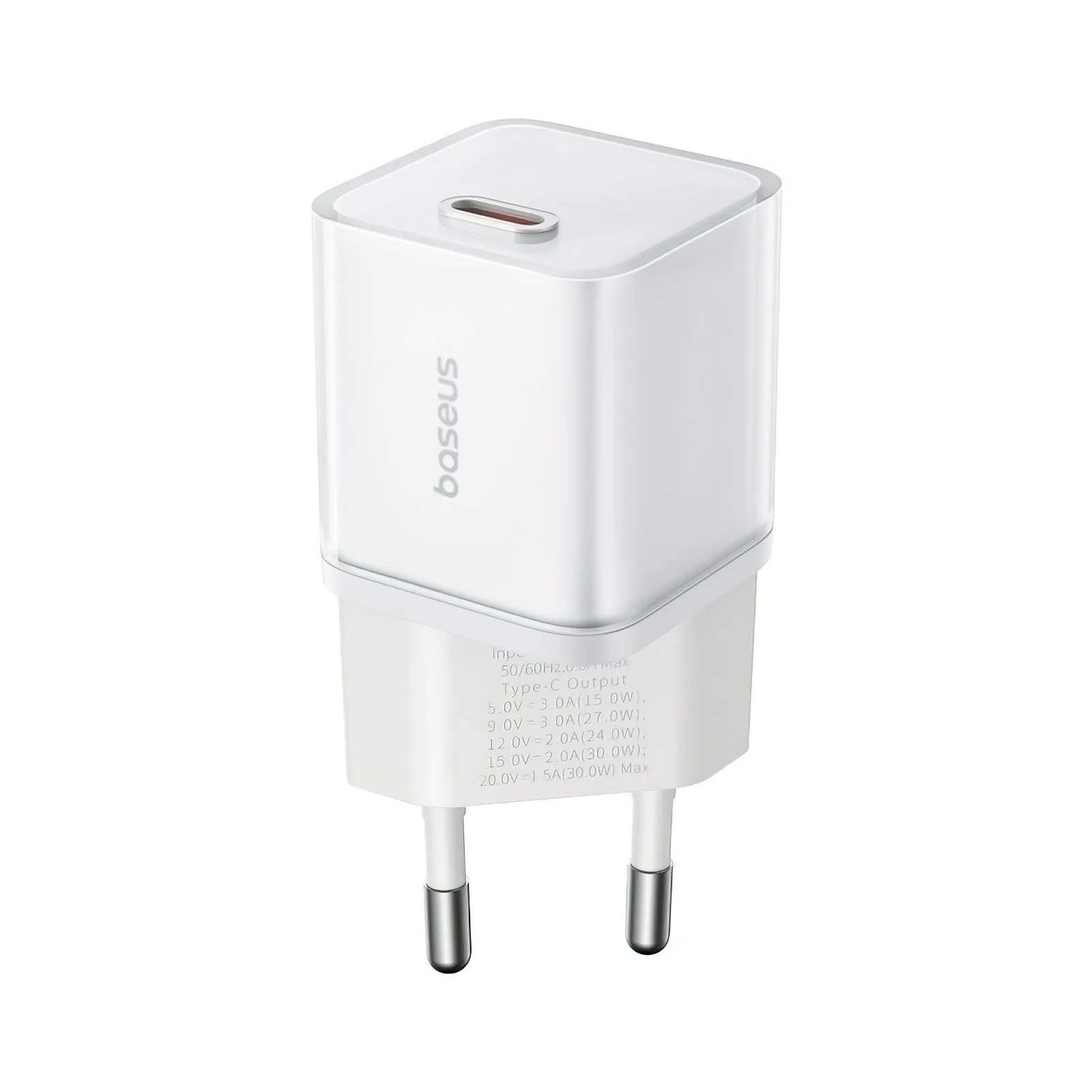 Caricabatterie Rete Baseus GaN5S, 30W, 3A, 1 x USB-C, Bianco P10162504213-00 - immagine 1