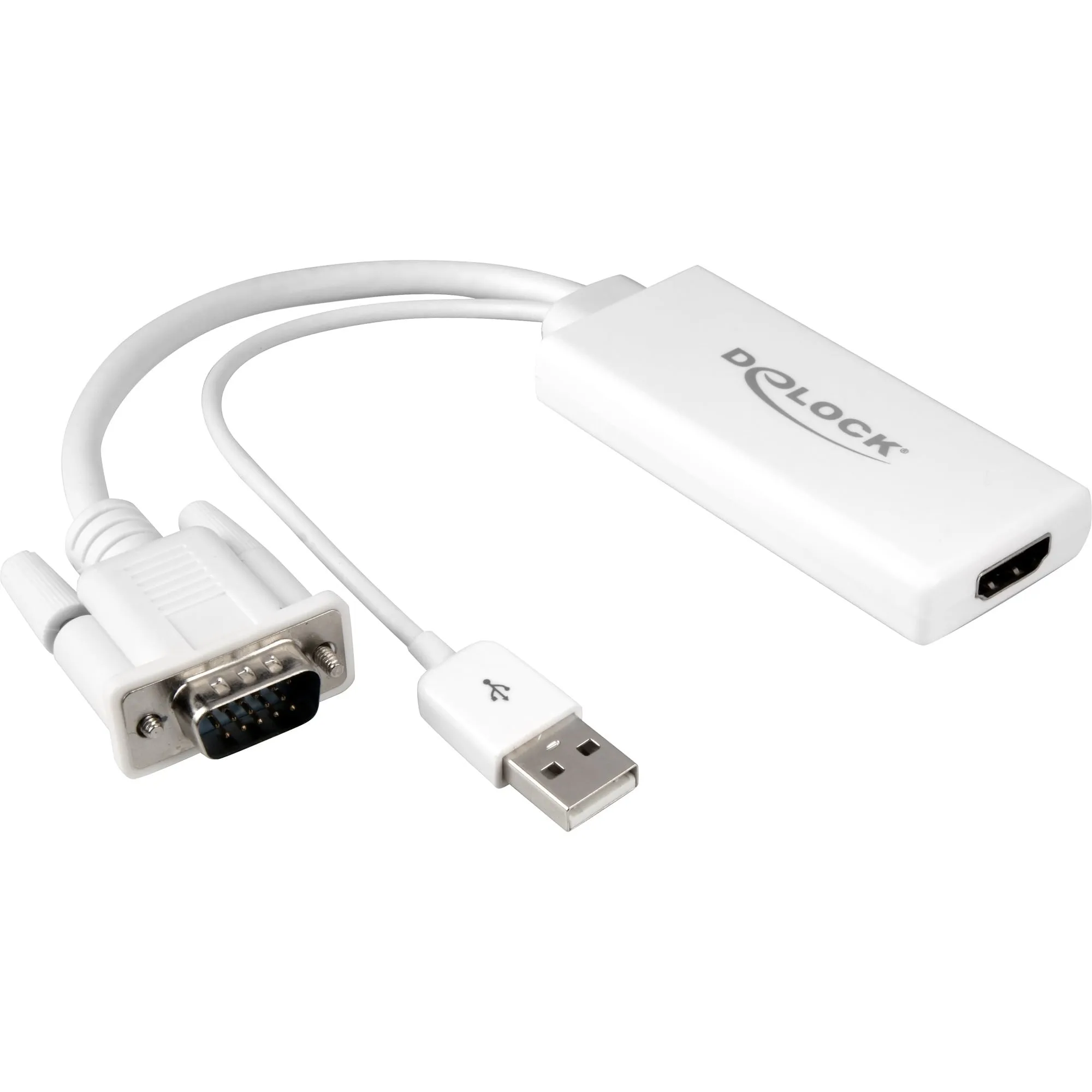 62460 cavo e adattatore video 0,25 m HDMI tipo A (Standard) VGA (D-Sub) + USB Bianco - immagine 1