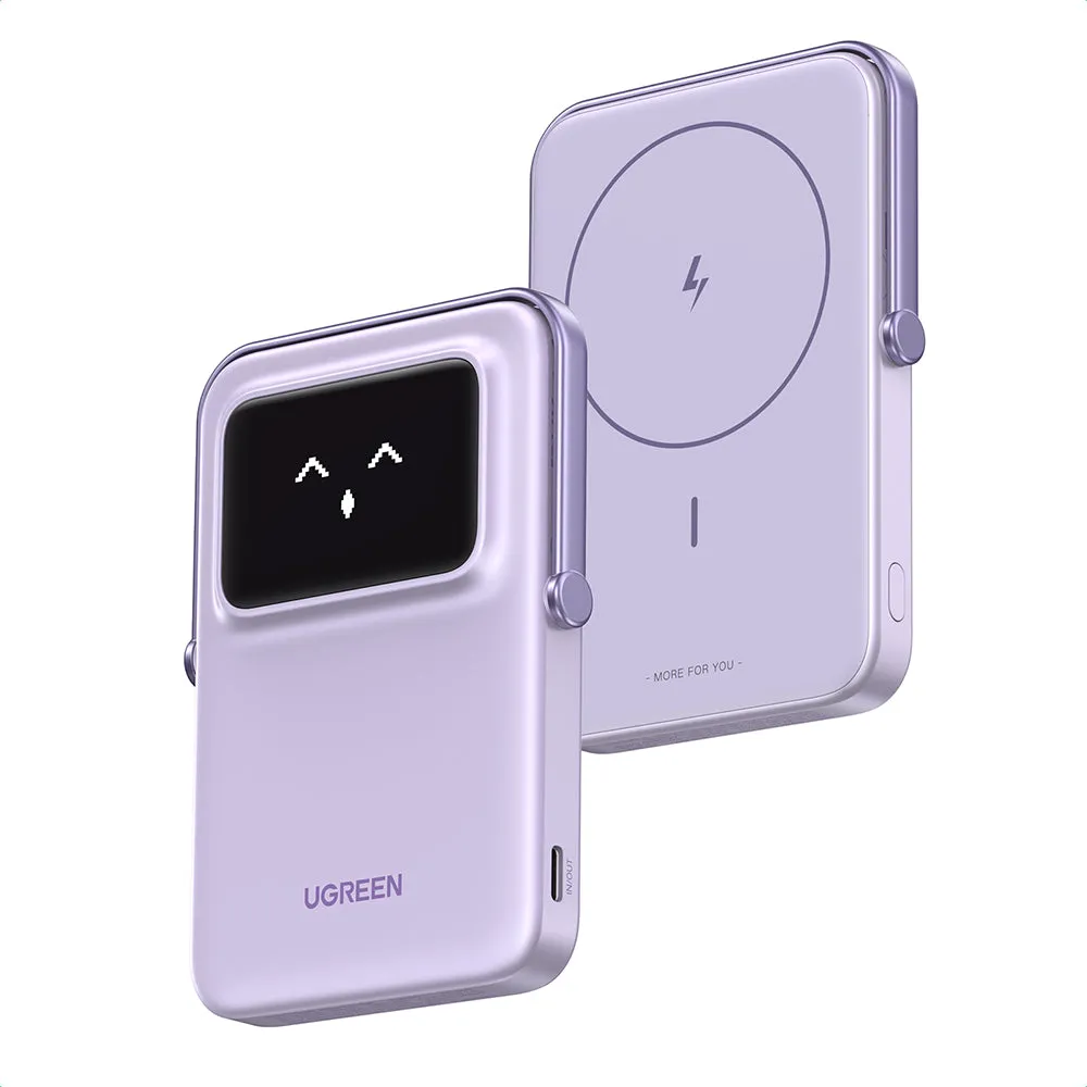 Batteria Esterna Wireless UGREEN PB571 Uno, 5000mAh, 20W, PD + FQI, 1 x QI - 1 x USB-C, Viola - immagine 1