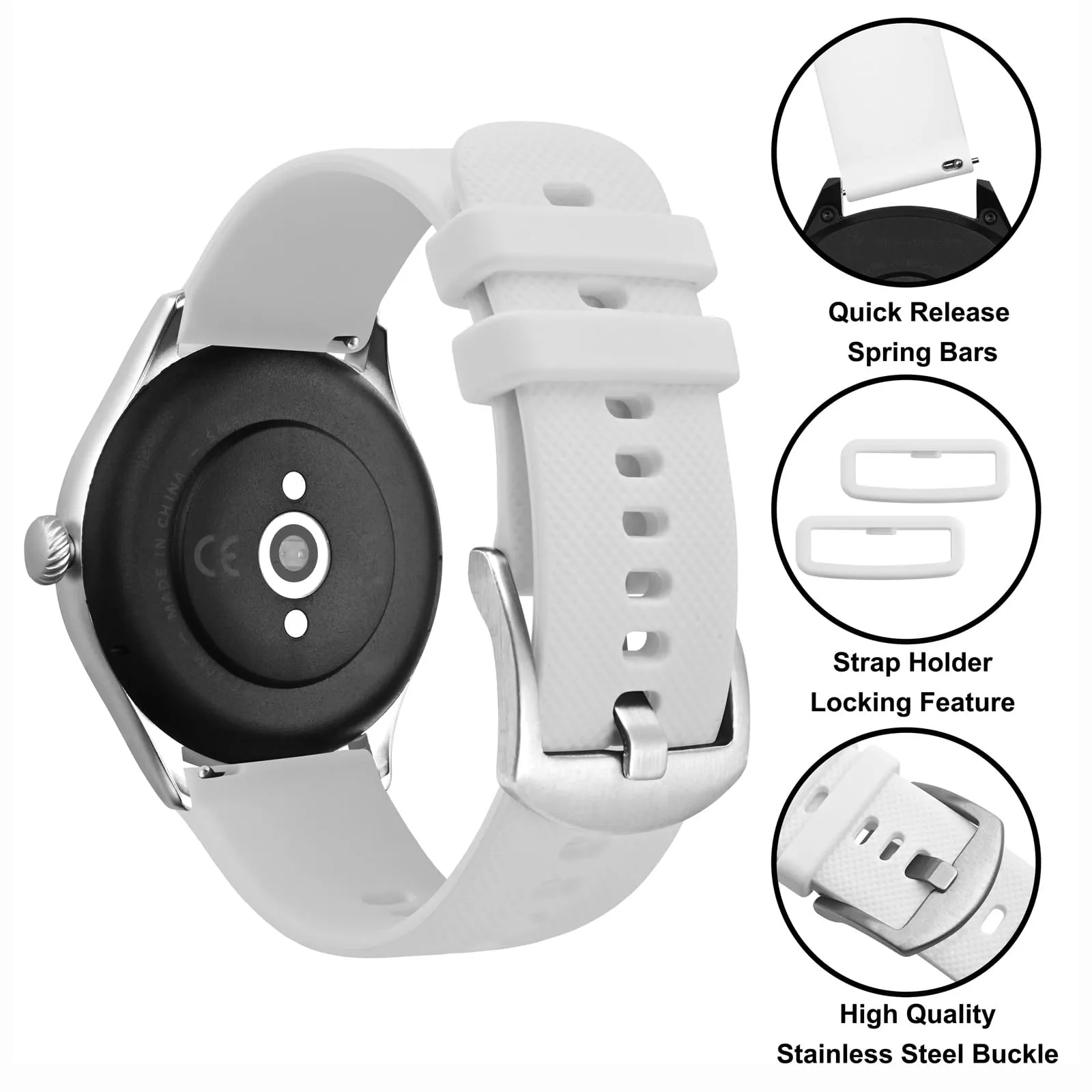 Anbeer 20mm Cinturini per Orologi in Silicone per Uomo Donna, Cinturini di Ricambio in Gomma a Sgancio Rapido - immagine 3