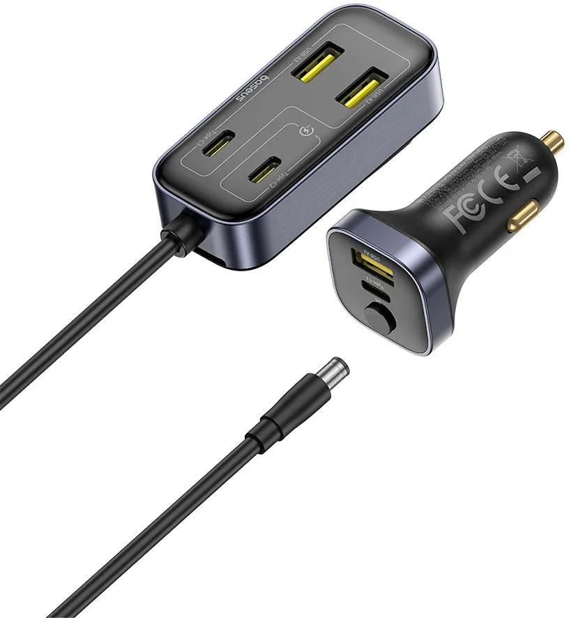 Caricabatterie Auto Baseus BackseatPal L1, 110W, 3A, 3 x USB-A - 3 x USB-C, Nero C00081100121-00 - immagine 1