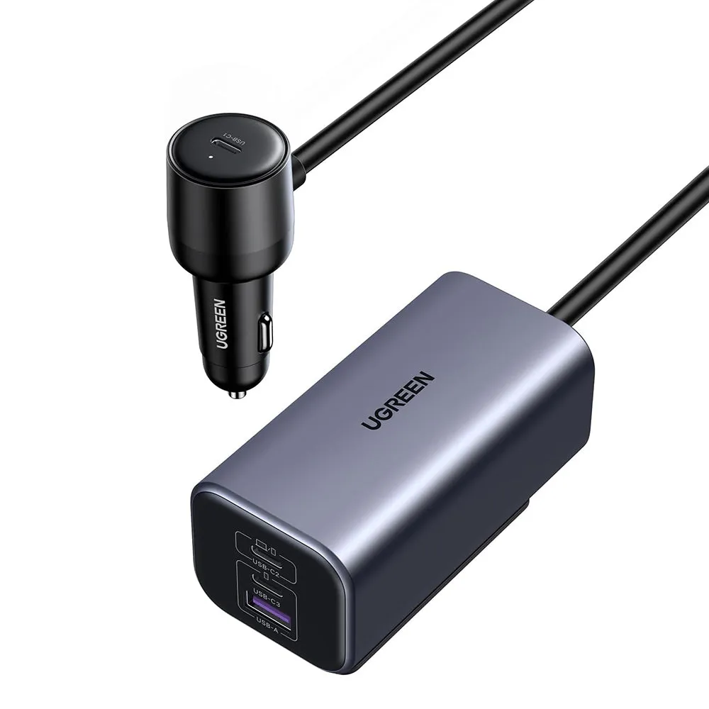 Caricabatterie Auto UGREEN EC706, 150W, 5A, 1 x USB-A - 3 x USB-C, Nero - immagine 1
