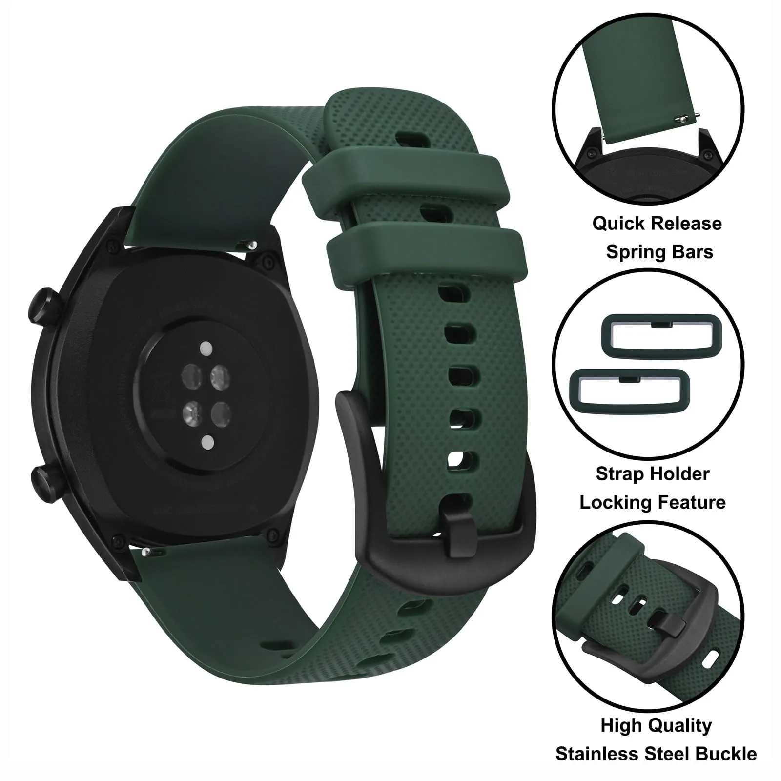 Anbeer 18mm Cinturini per Orologi in Silicone per Uomo Donna, Cinturini di Ricambio in Gomma a Sgancio Rapido - immagine 3