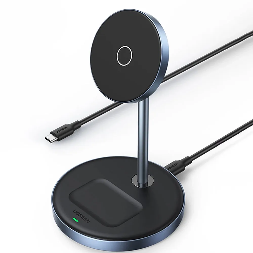 Caricabatterie Rete Wireless UGREEN CD317 2in1, 20W, 1.67A, Nero - immagine 1