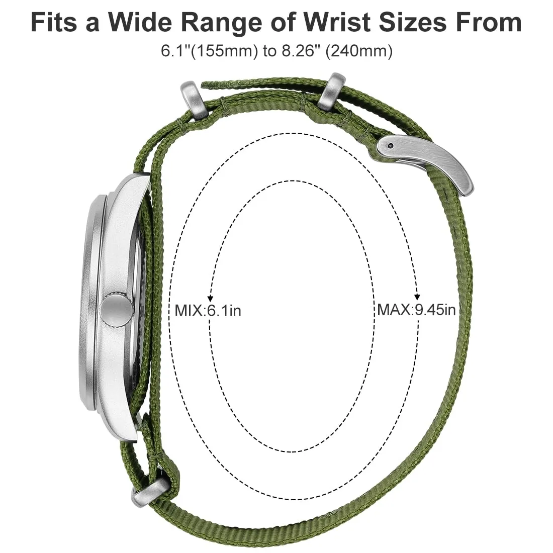 GOLDEN HOUR Orologio da Uomo con Cinturino Slip-thru in Nylon con ora Militare Quadrante di Facile Lettura Lancette luminose Display 12/24 ore Orologi Sportivi Digitali Impermeabili - immagine 4