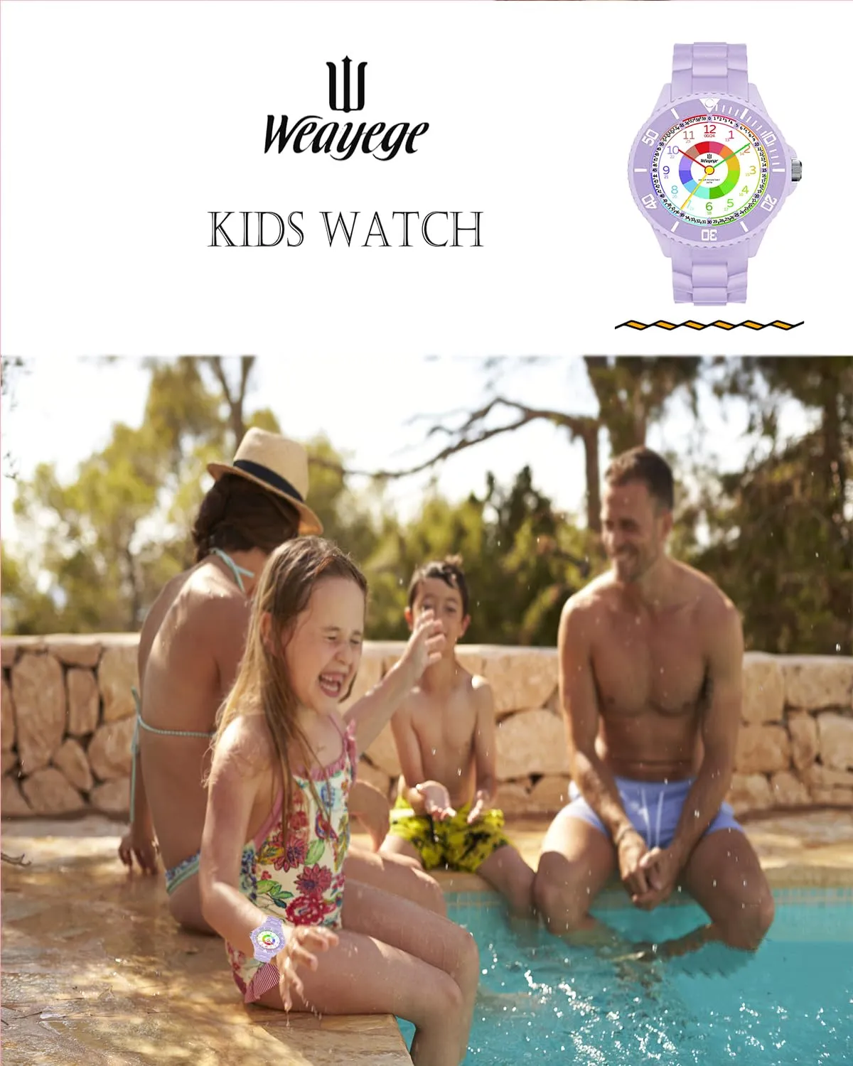 Weayege Orologio per bambini per ragazzi e ragazze,orologio da polso educativo per bambini,orologio analogico con lunetta girevole,facile da imparare a leggere,Impermeabile 3ATM,Full HD 1080P Home - immagine 6