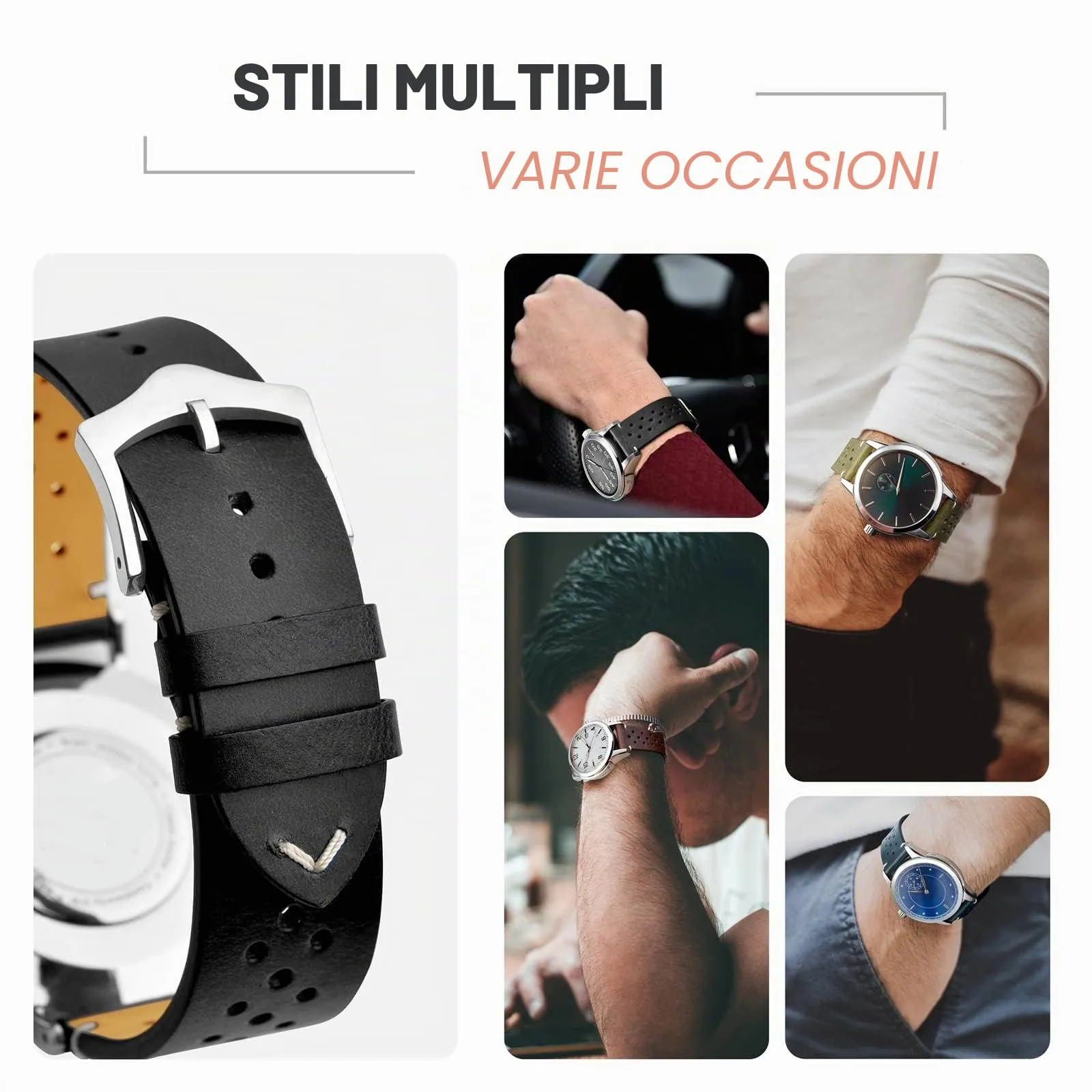 ANNEFIT Cinturini per Orologi in pelle Vintage, Cinturino 19mm a Sgancio Rapido per Uomo e Donna (Nero) - immagine 7
