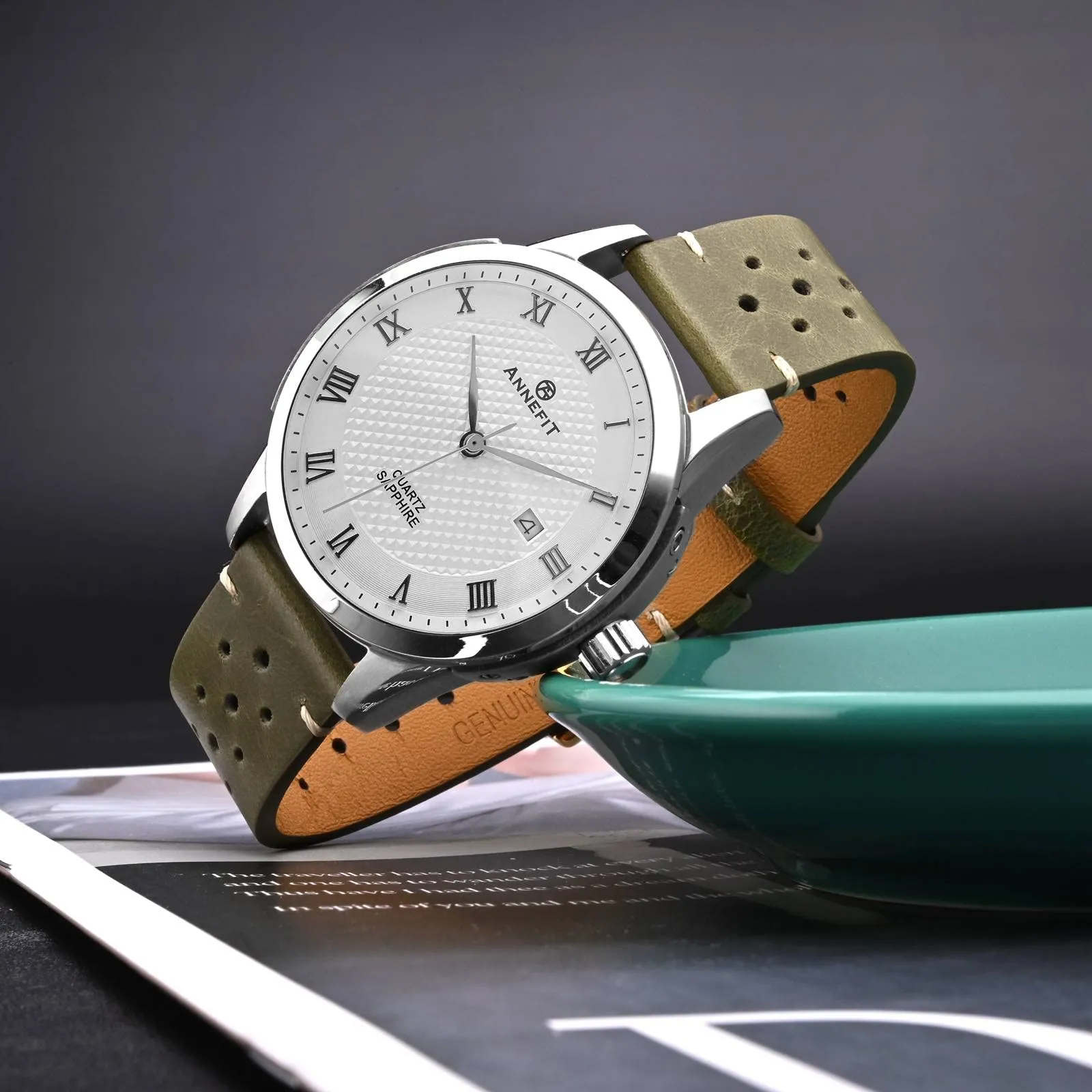 ANNEFIT Cinturini per Orologi in pelle Vintage, Cinturino 19mm a Sgancio Rapido per Uomo e Donna (Verde) - immagine 2